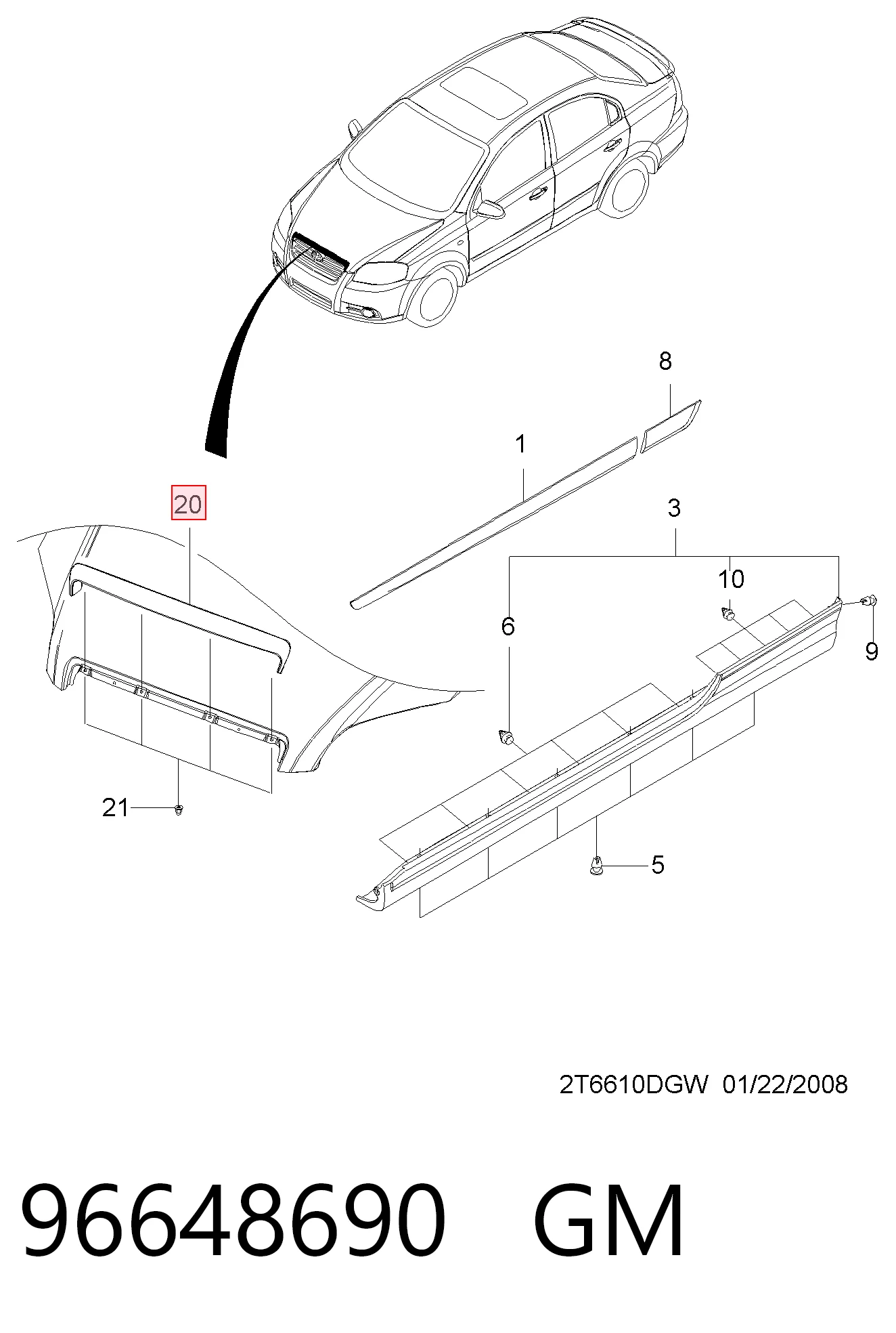 Compre Moldura da capota Chevrolet Aveo 2