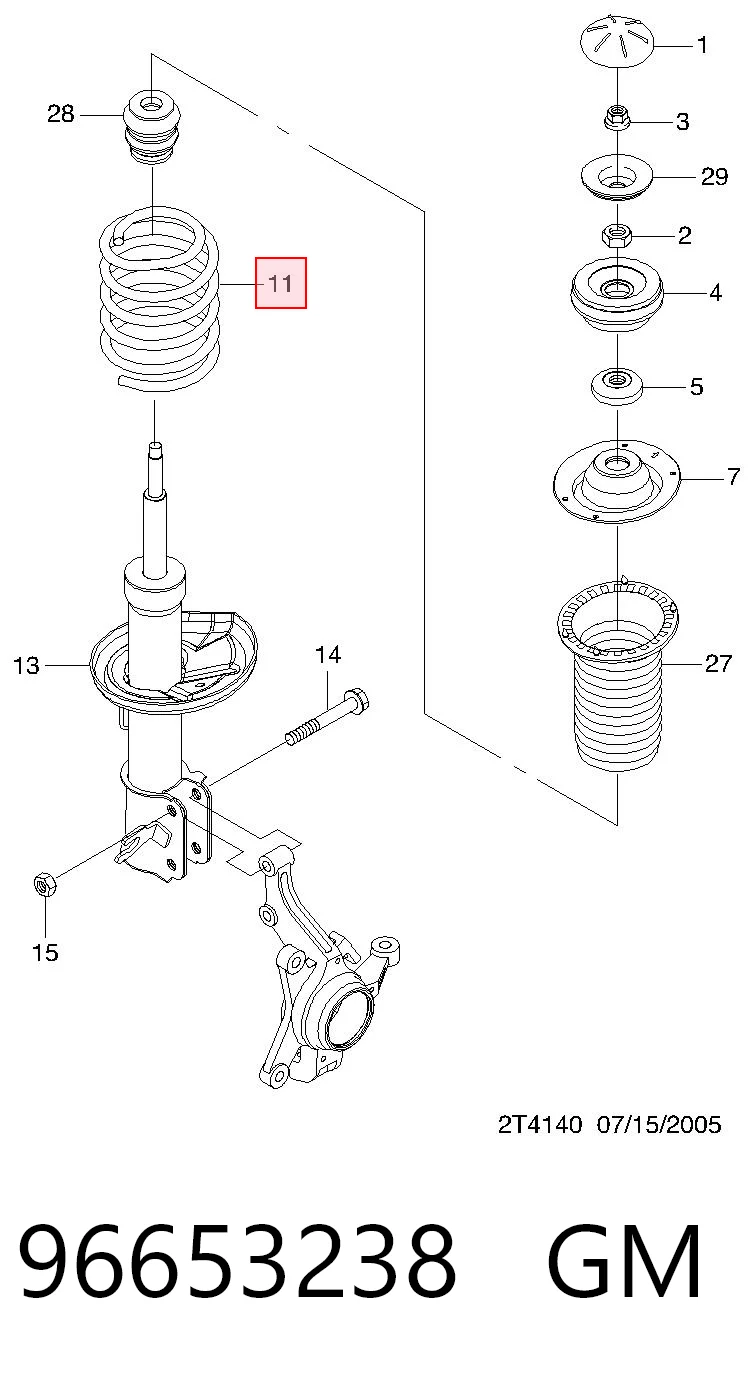 Mola dianteira para Chevrolet Aveo II T250, T255