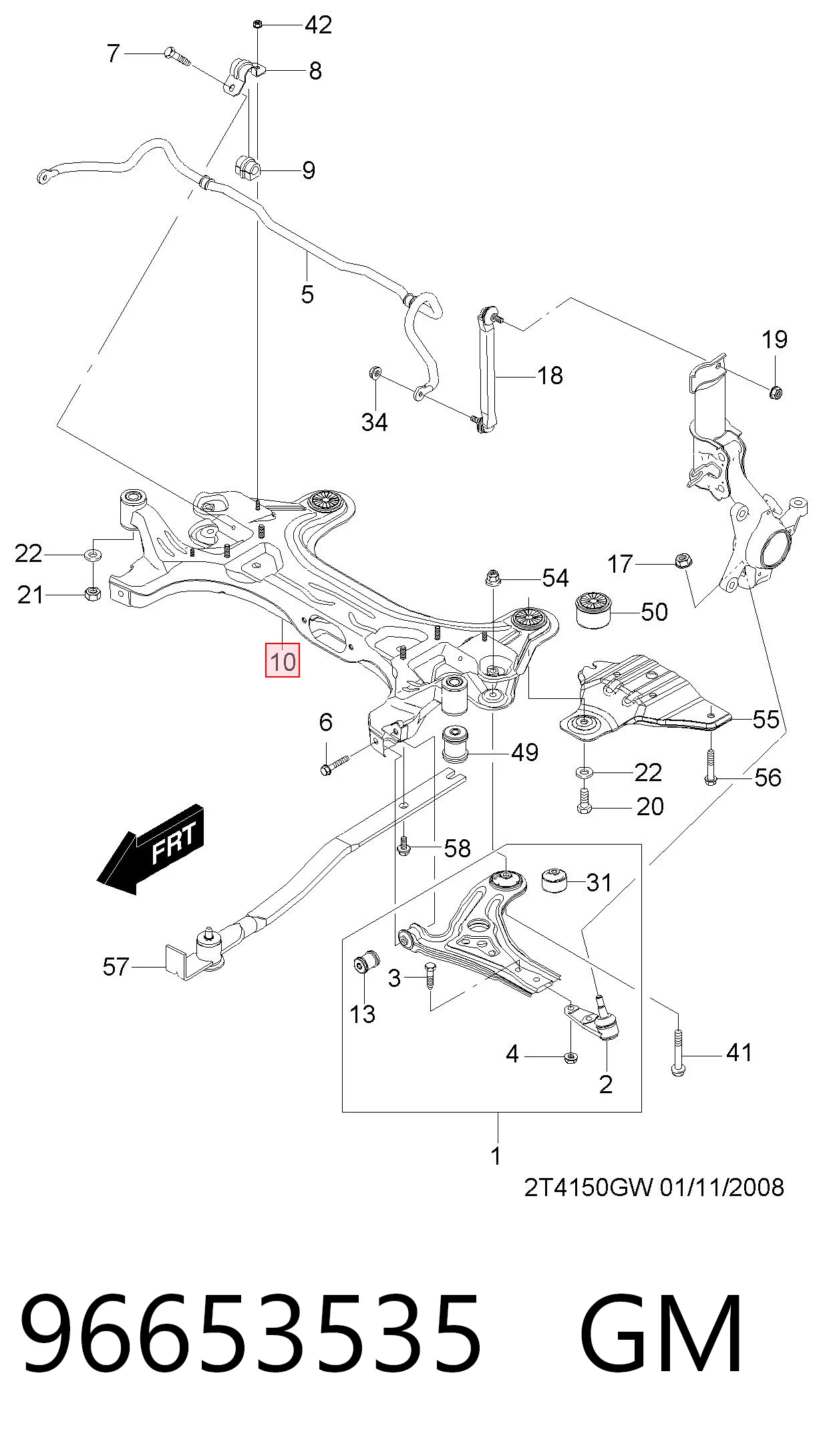 Viga de suspensão dianteira (plataforma veicular) Chevrolet Aveo  T250, T255 ao melhor preço