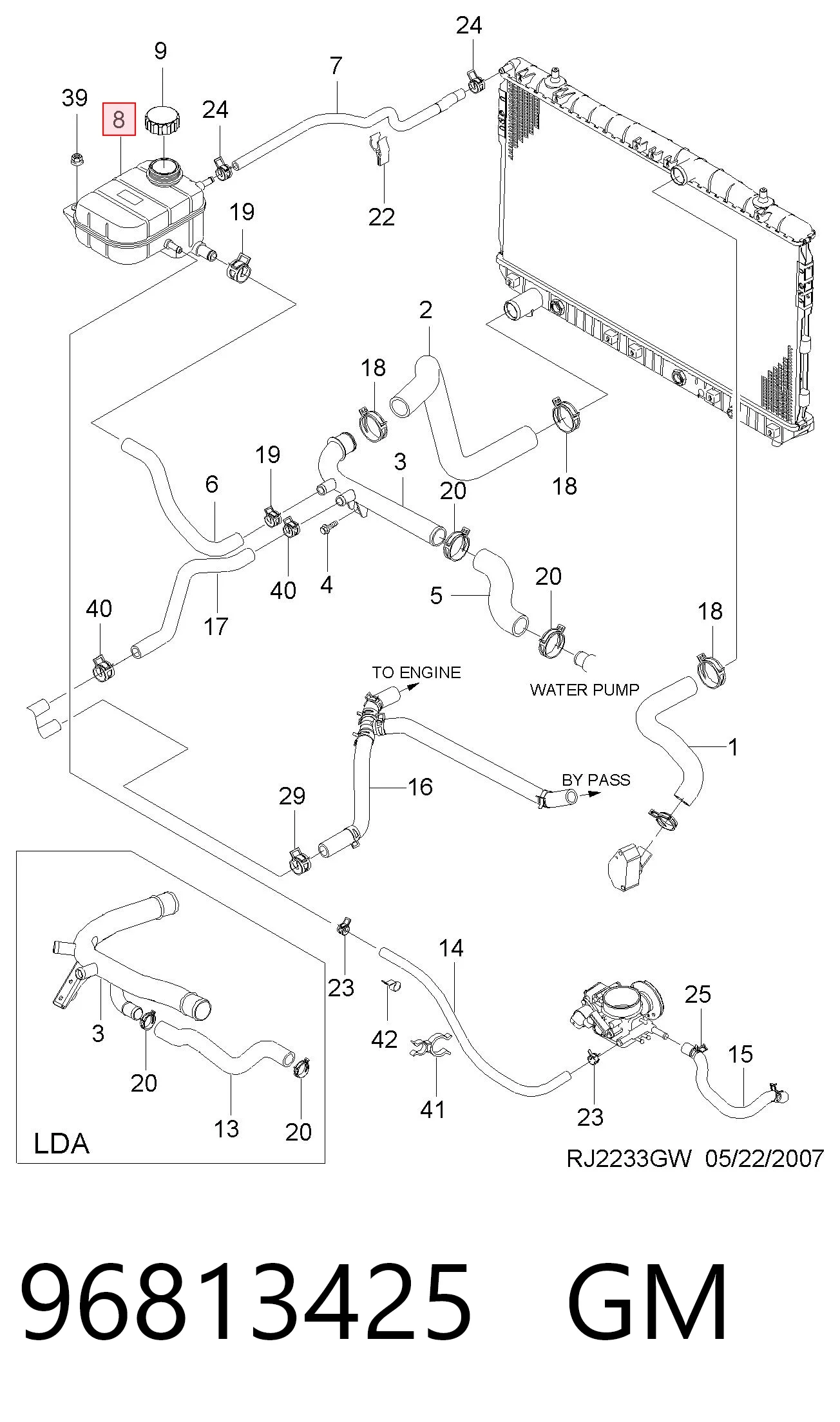 Compre 96813425 Hyundai/Kia Tanque de expansão do sistema de esfriamento