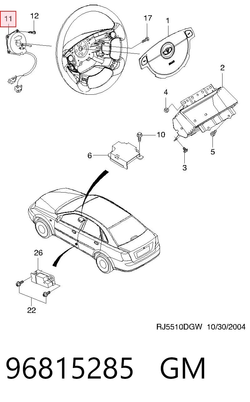 Compre Anel AIRBAG de contato, cabo plano do volante Chevrolet Lacetti 
