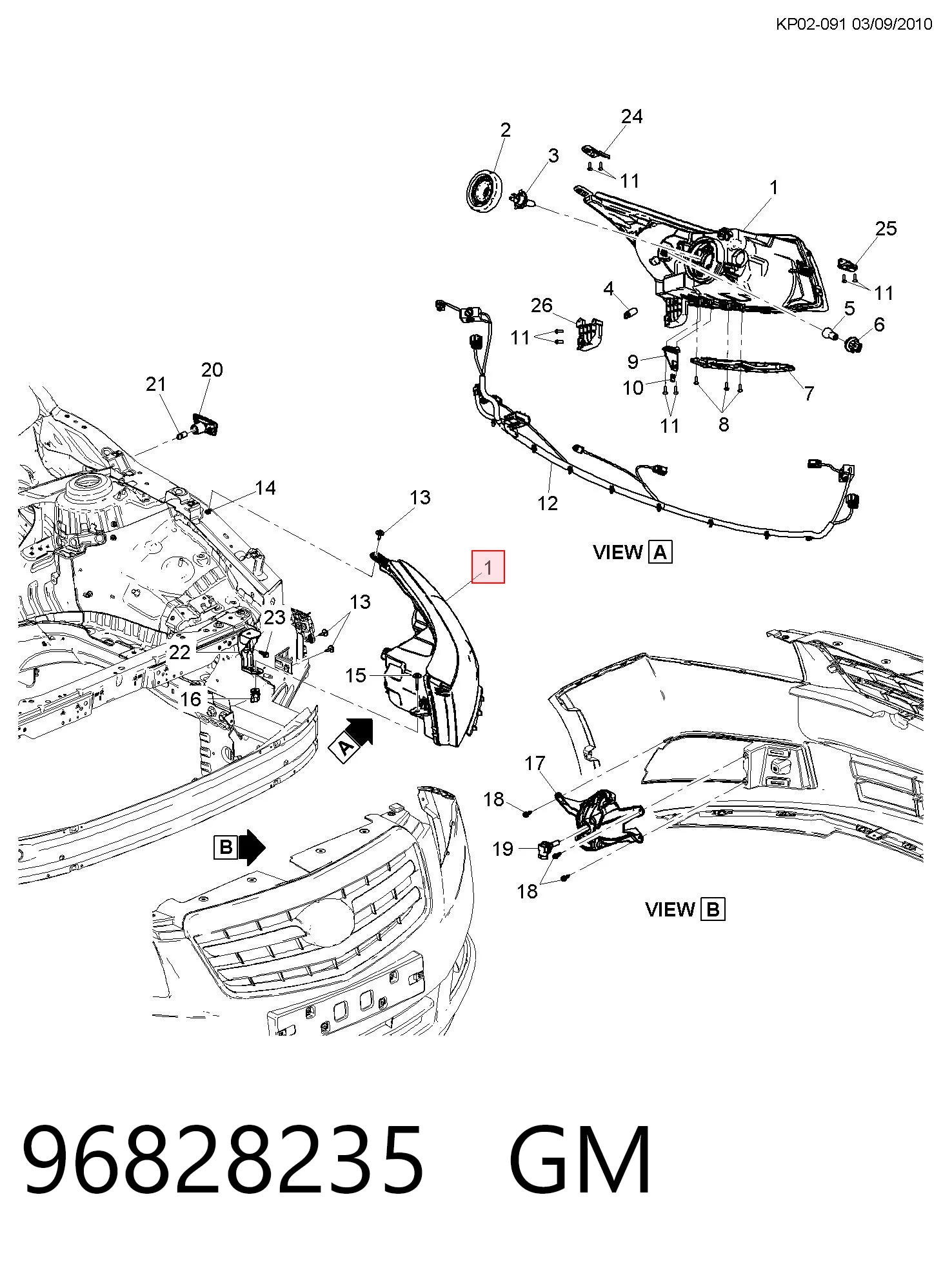 Luz direita 96828235 Opel