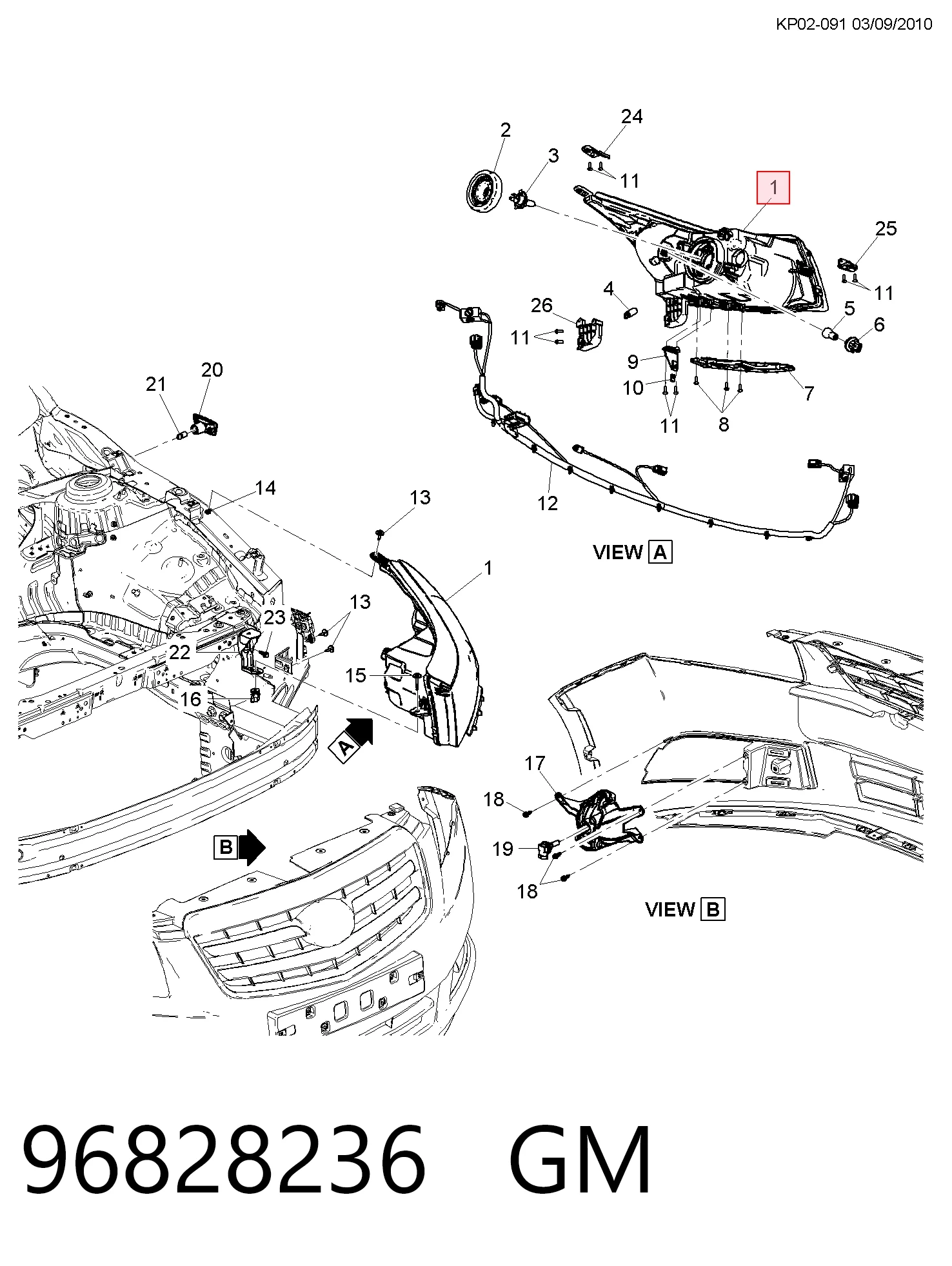 Luz esquerda para Chevrolet Cruze  J300