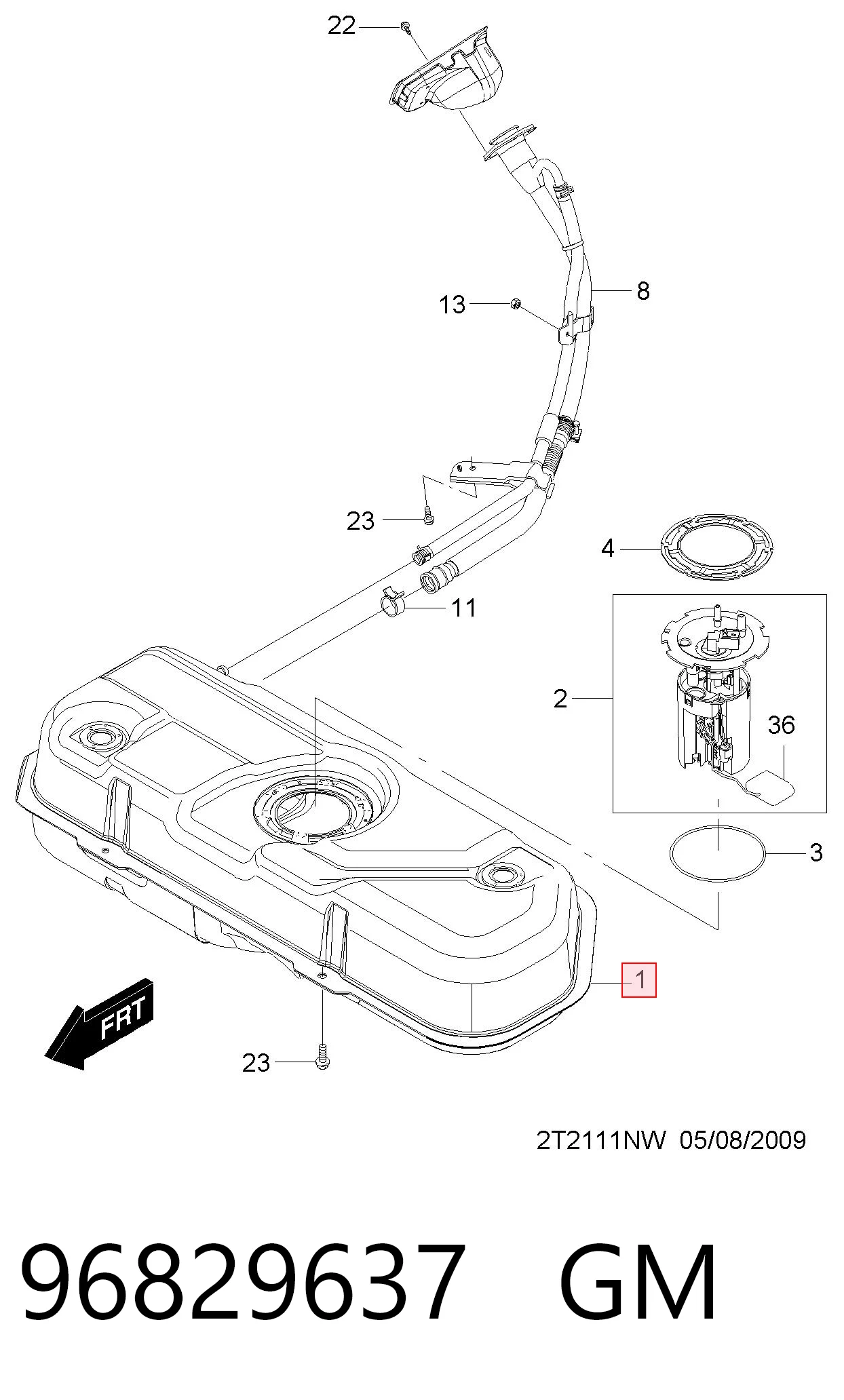  Tanque de combustível Chevrolet Aveo I hatchback (T200) (2003 - 2008) I
