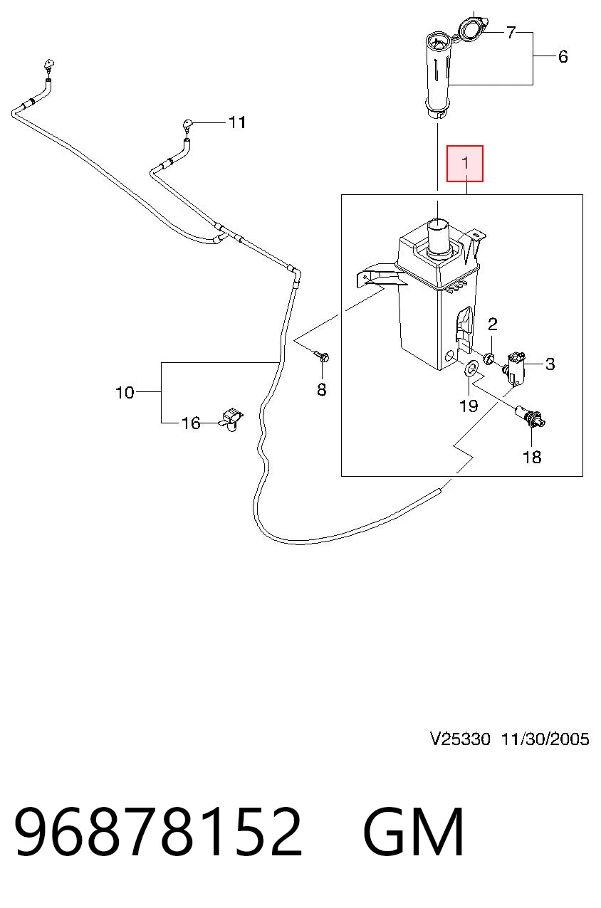 Tanque de fluido para lavador de vidro para Chevrolet Epica II V250