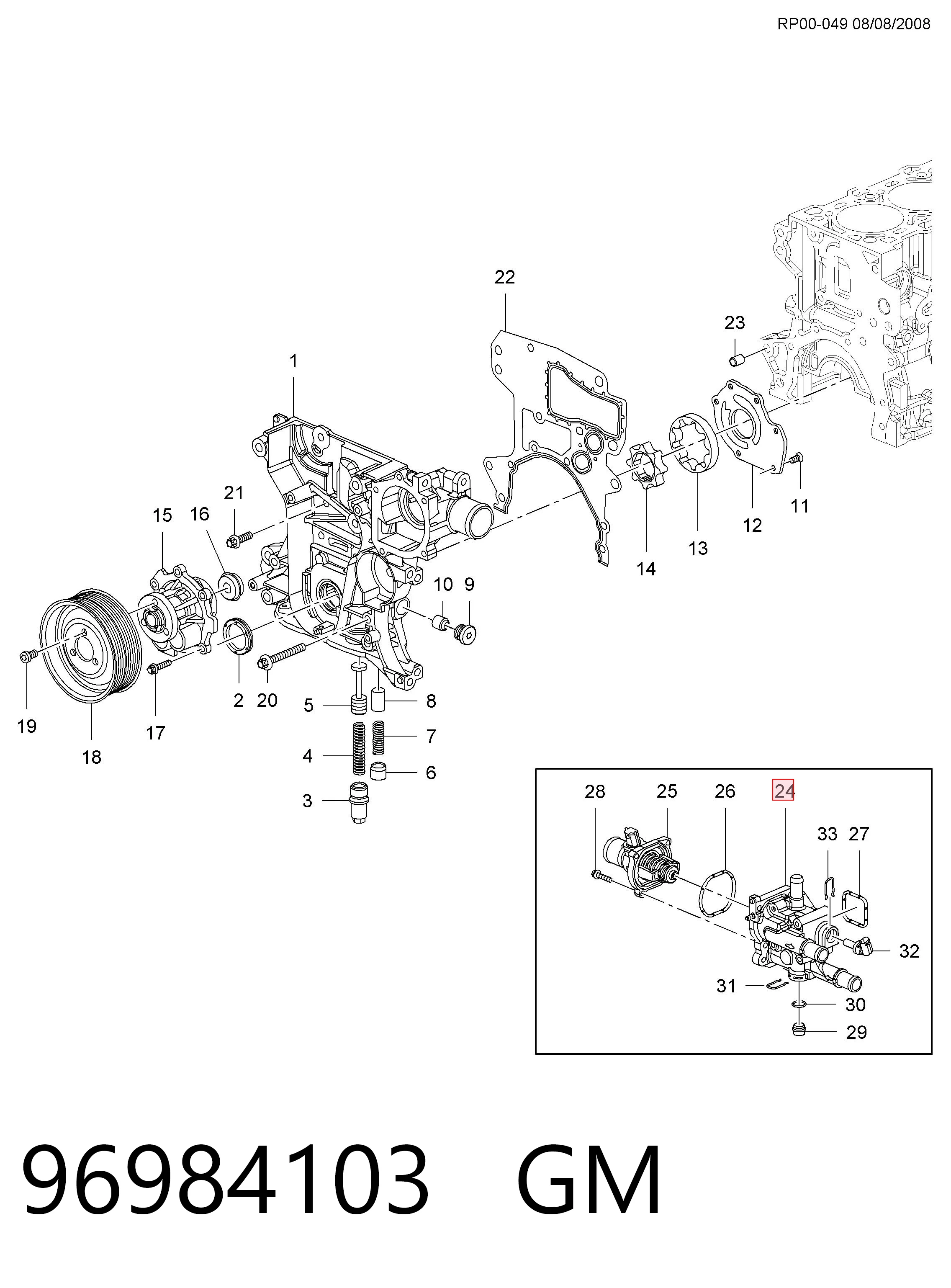 96984103 General Motors Caixa do termostato