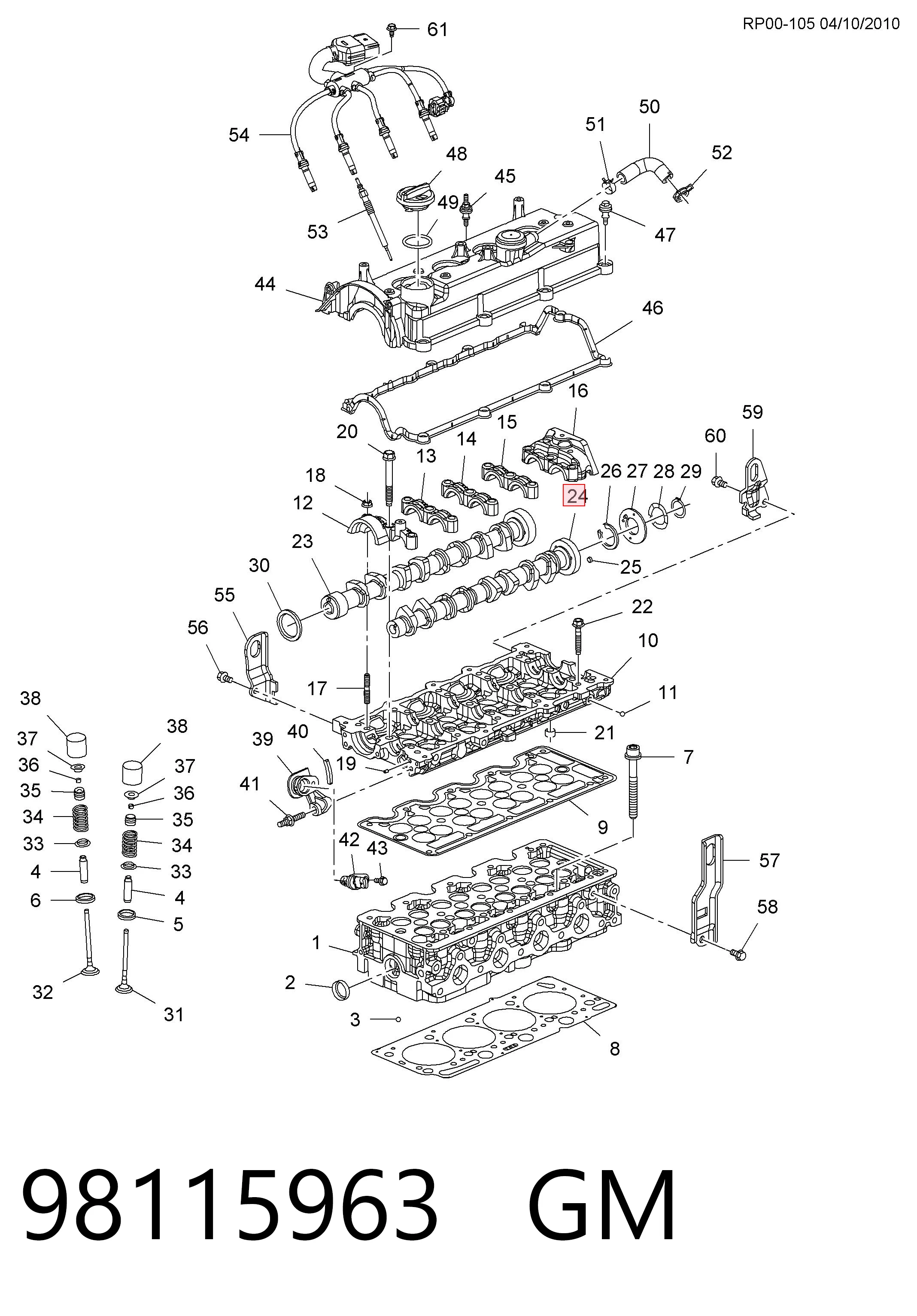 98115963 Opel Árvore distribuidora de motor