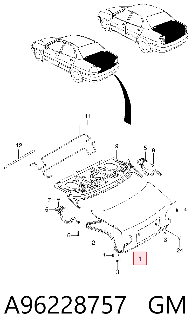 Tampa de porta-malas para Daewoo Lanos  KLAT