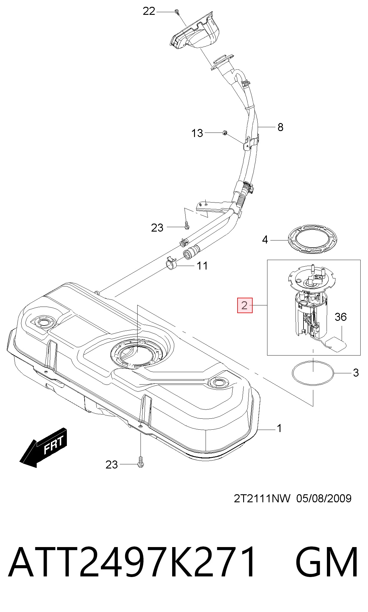 Módulo de bomba de combustível com sensor do nível de combustível Chevrolet Aveo I T200