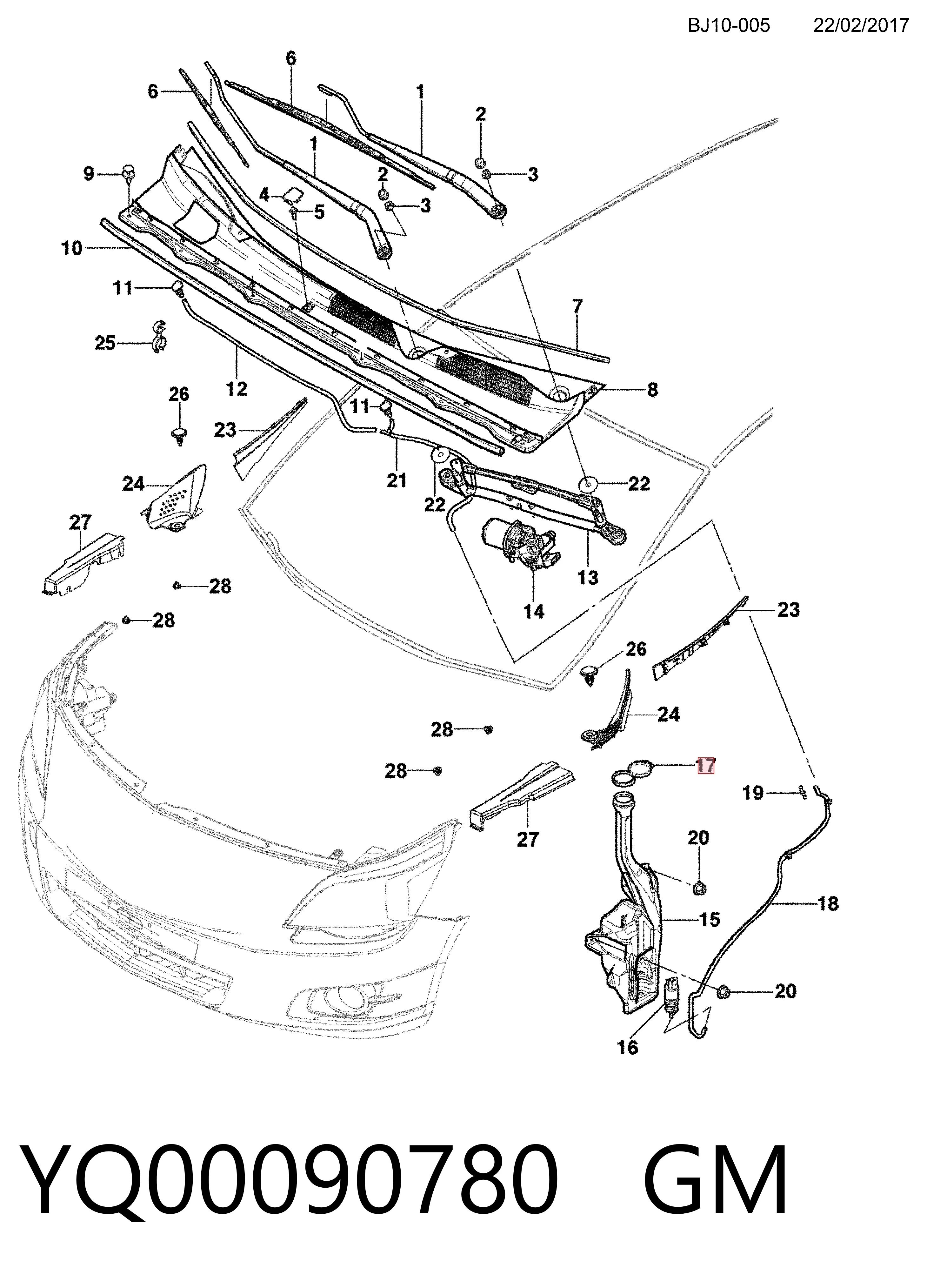 13227300 Peugeot/Citroen Tampa de tanque de fluido para lavador
