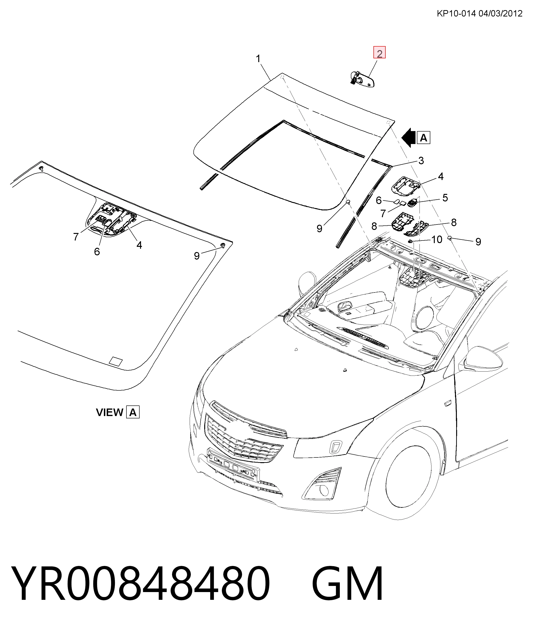 Espelho de salão interno Opel Astra J 