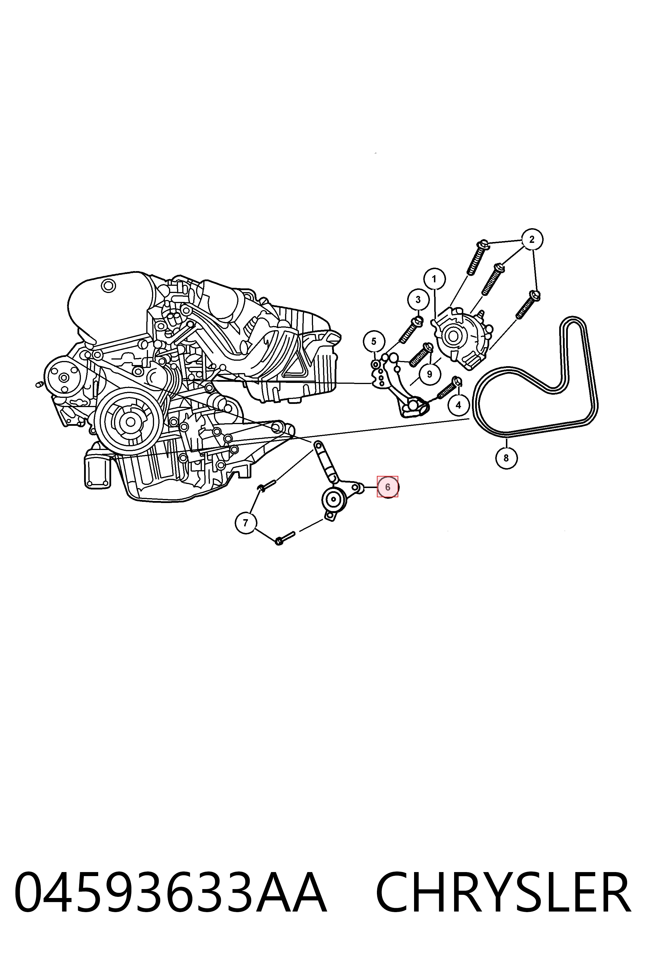 04593633AA Chrysler Reguladora de tensão da correia de transmissão