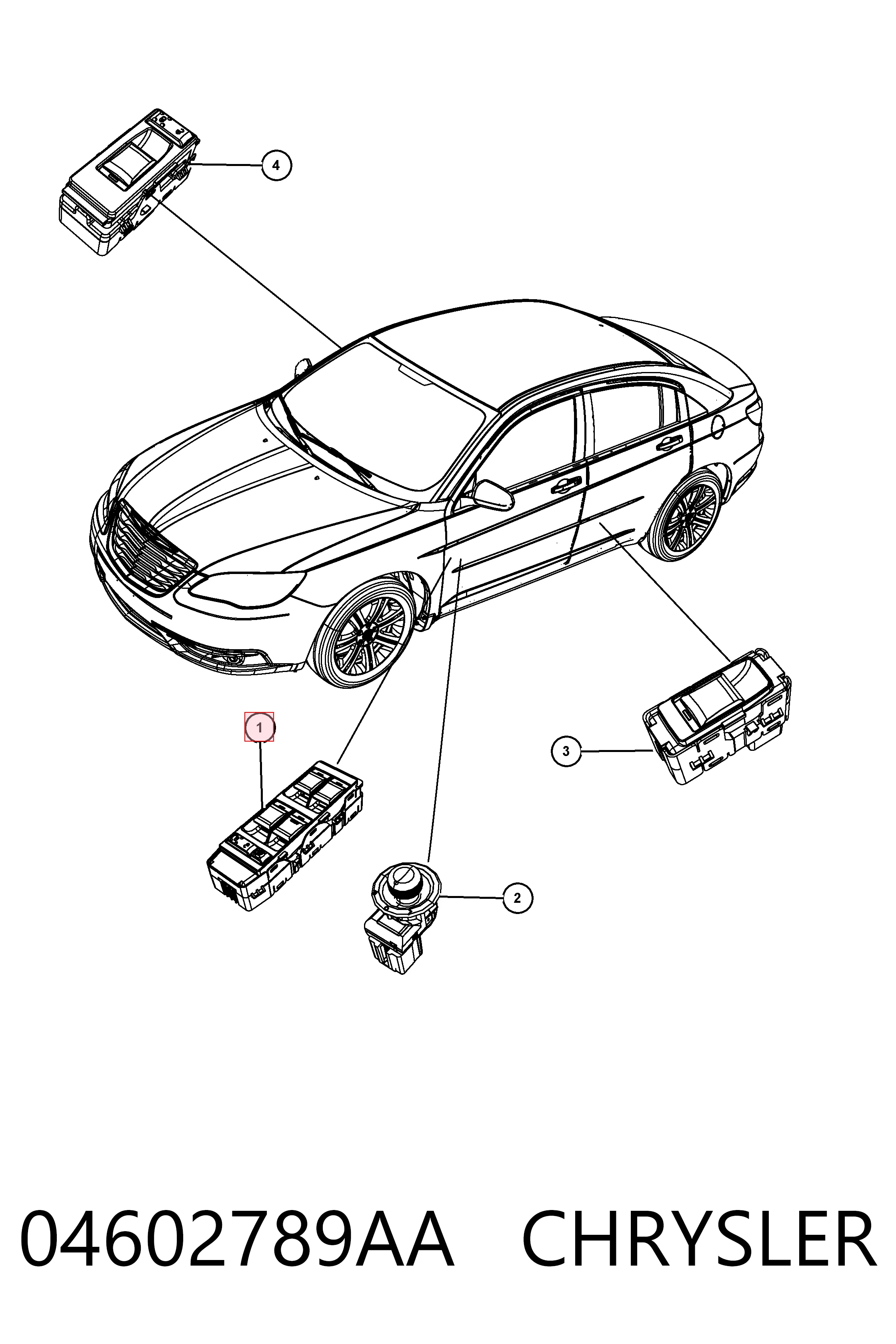 Compre K04602789AA Fiat/Alfa/Lancia Unidade de botões dianteira esquerda de controlo de elevador de vidro