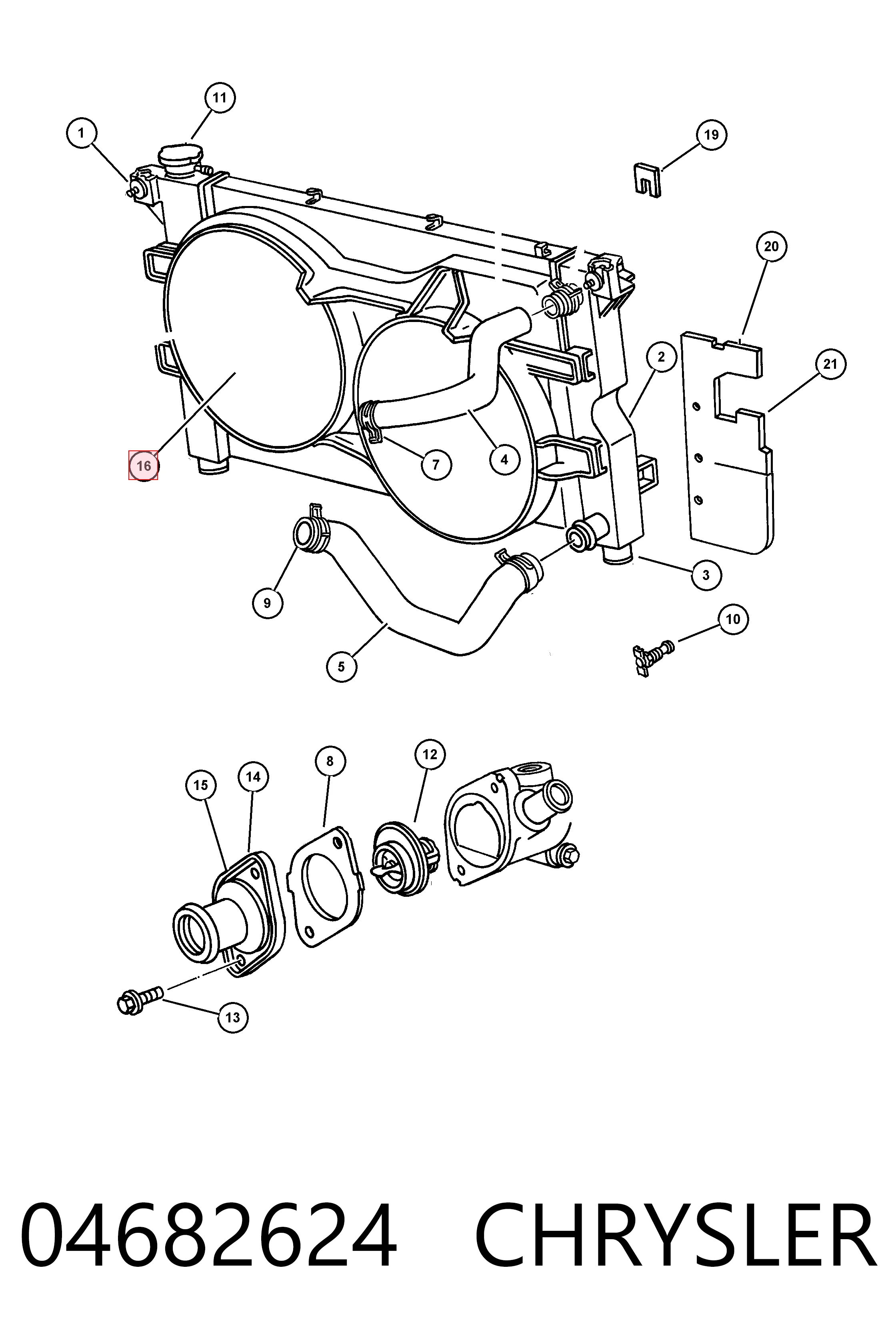  Ventilador elétrico de esfriamento montado (motor + roda de aletas) Chrysler Voyager II GS monovolume (1995 - 2001) II GS