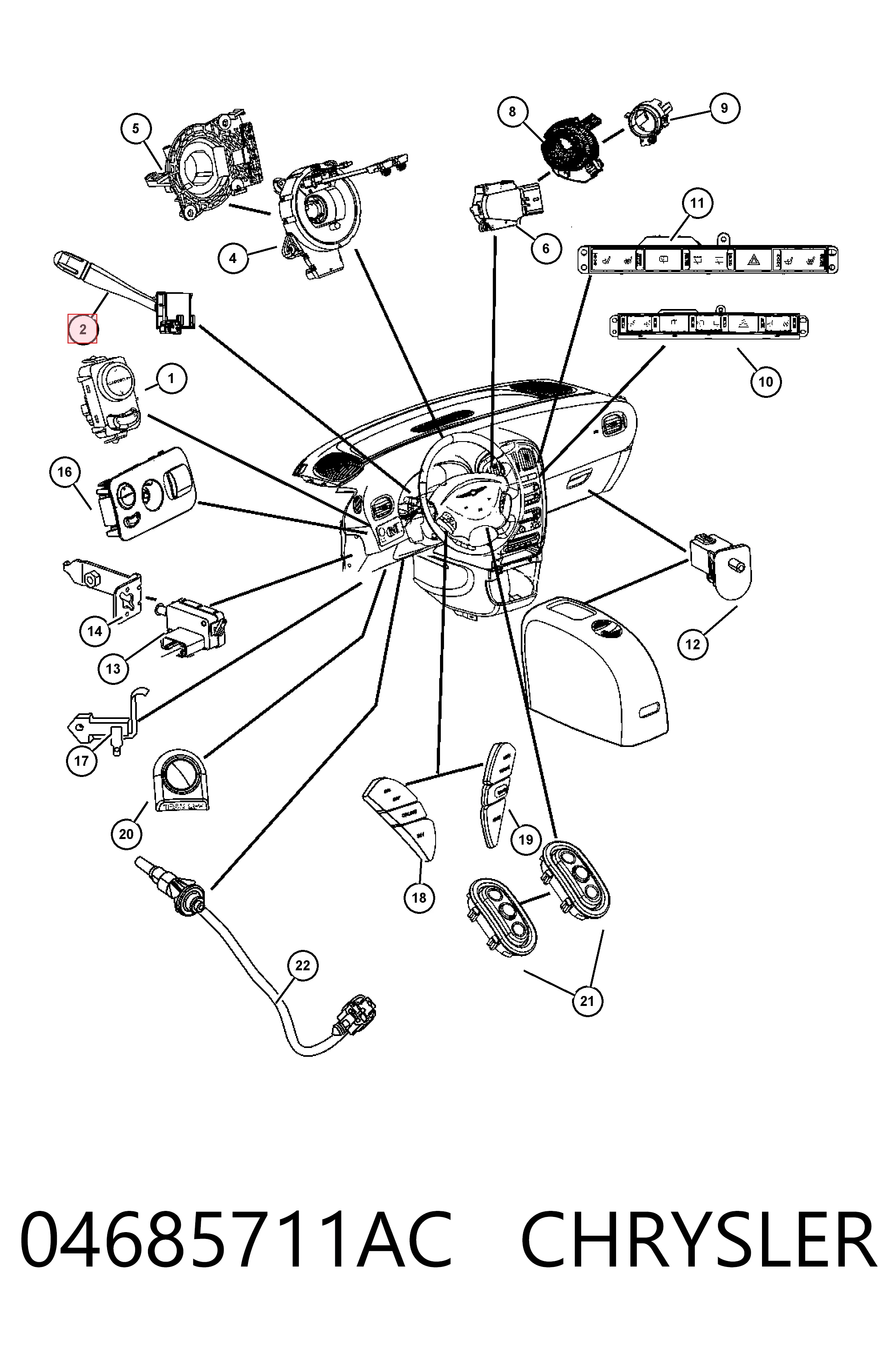Comutador direito instalado na coluna da direção Fiat/Alfa/Lancia K04685711AC preço, a partir de 21,94 USD