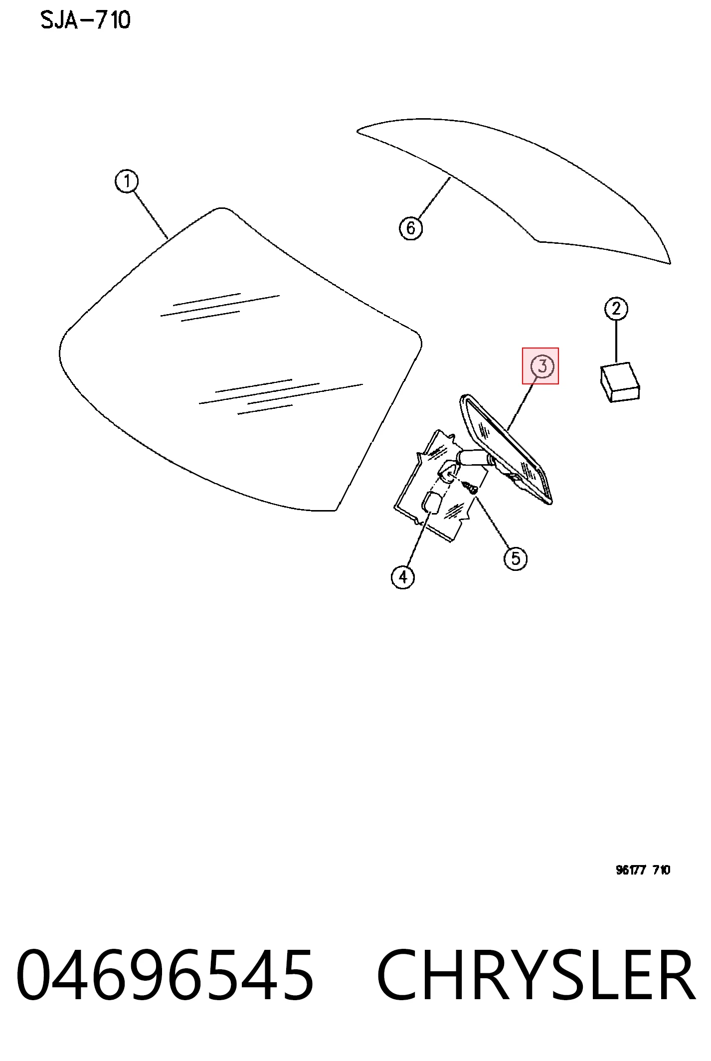 04696545 Chrysler Espelho de salão interno