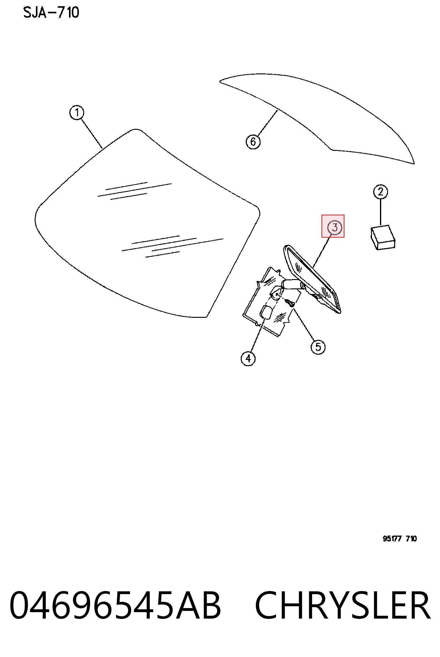 04696545AB Chrysler Espelho de salão interno