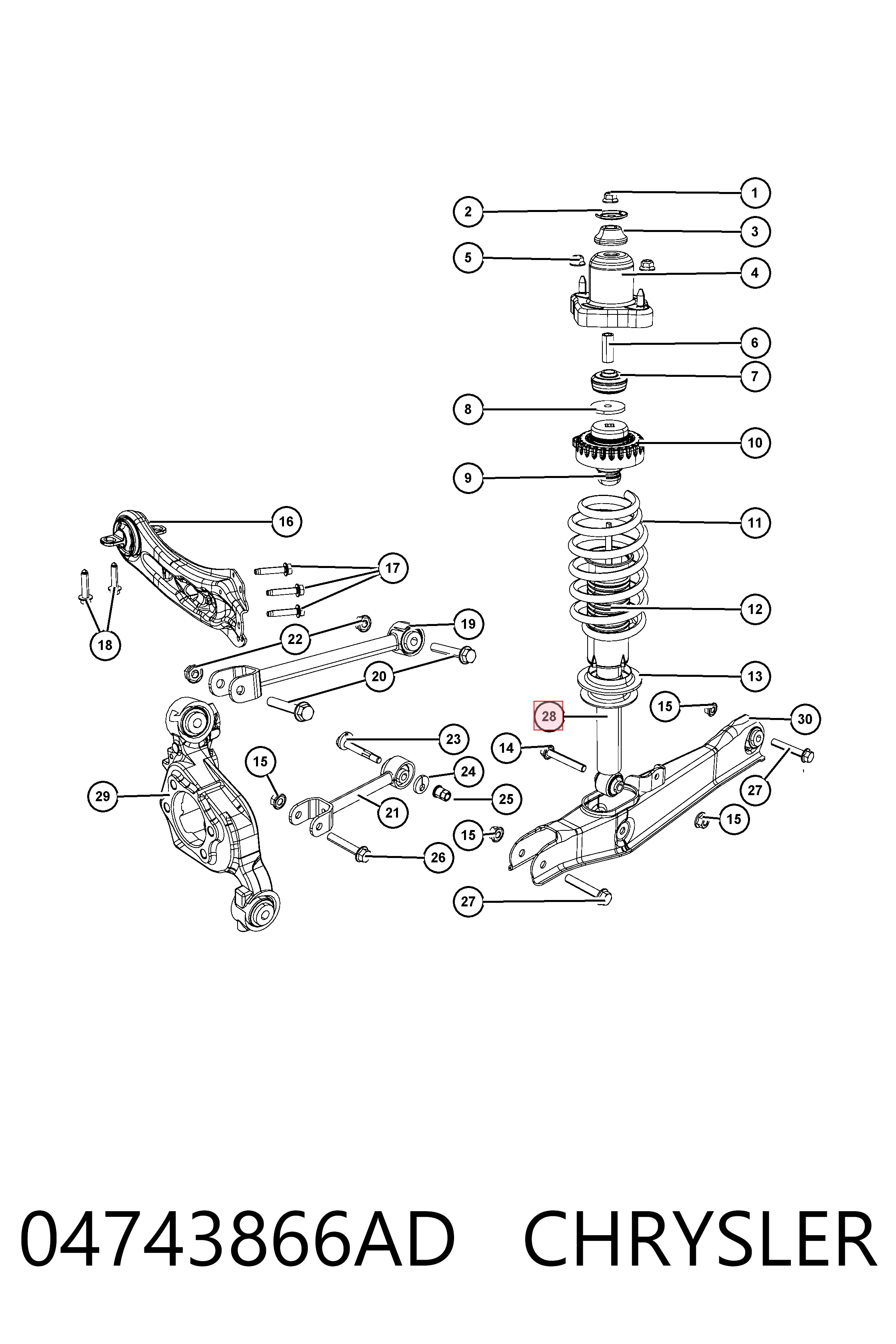 Compre K04743866AD Fiat/Alfa/Lancia Amortecedor traseiro