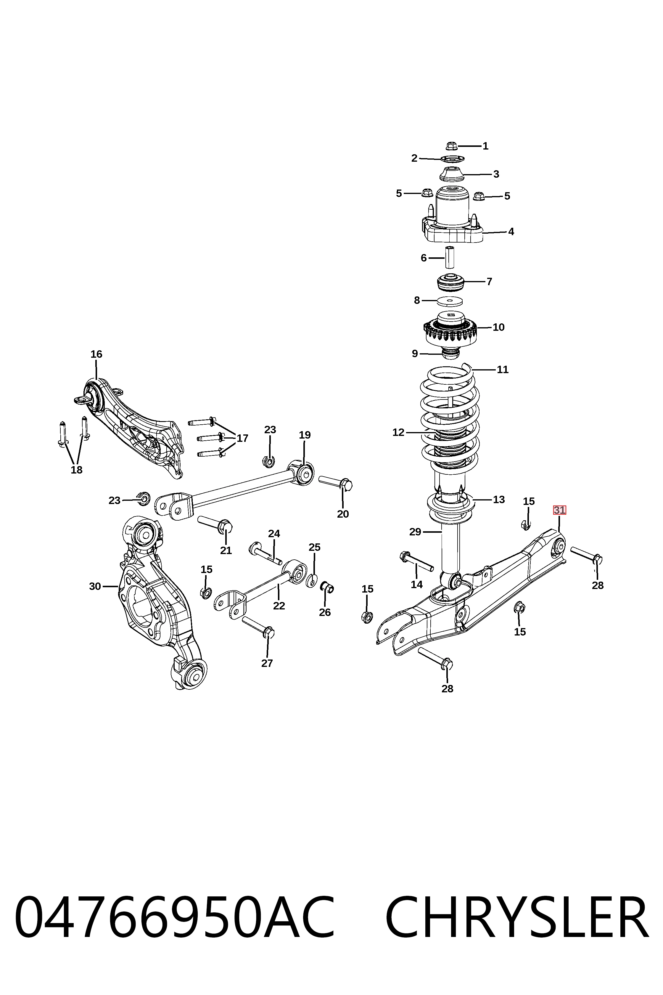 Compre 4766950AC BMW Braço oscilante de suspensão traseira transversal
