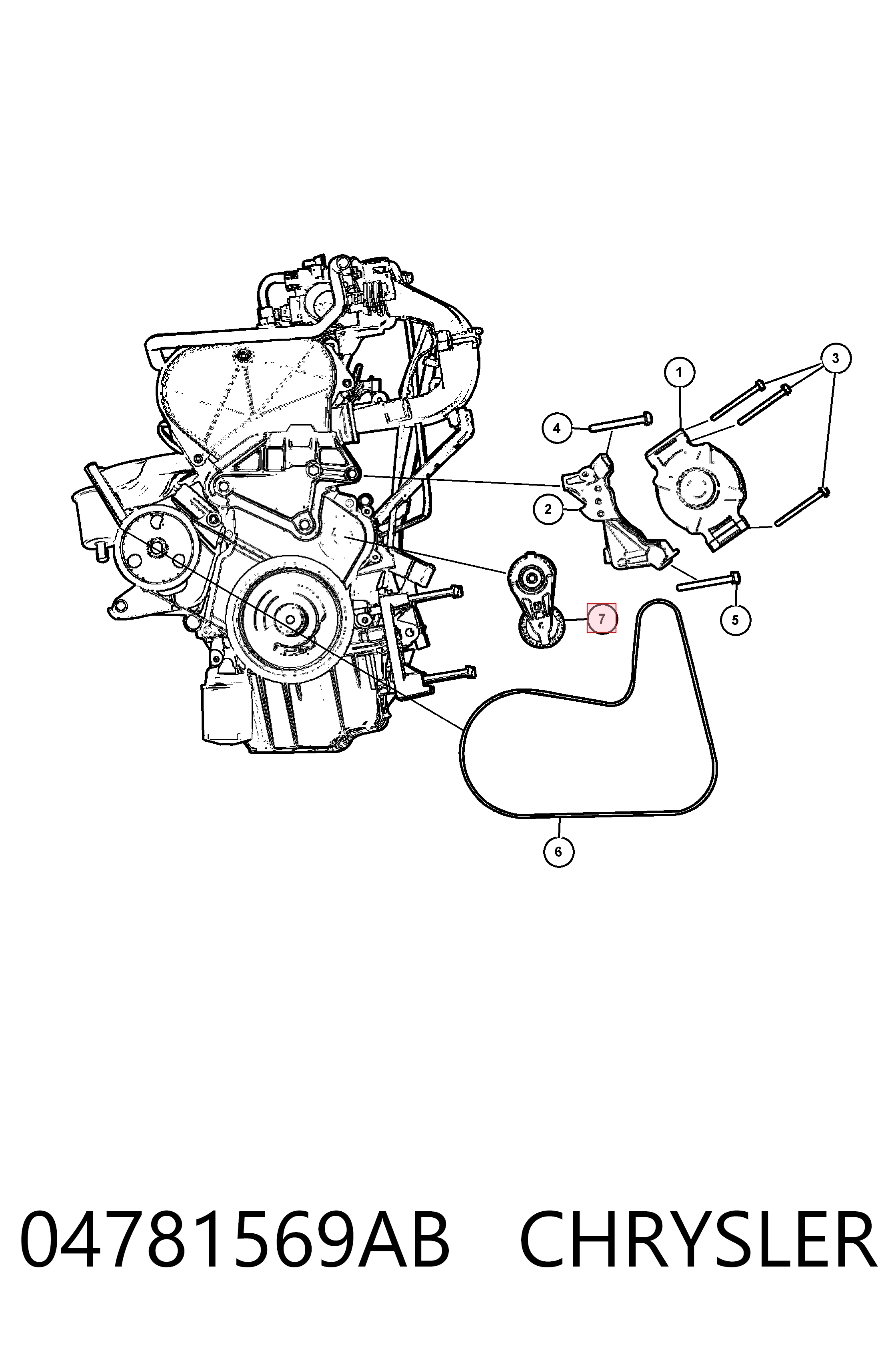04781569AB Chrysler Rolo parasita da correia do mecanismo de distribuição de gás