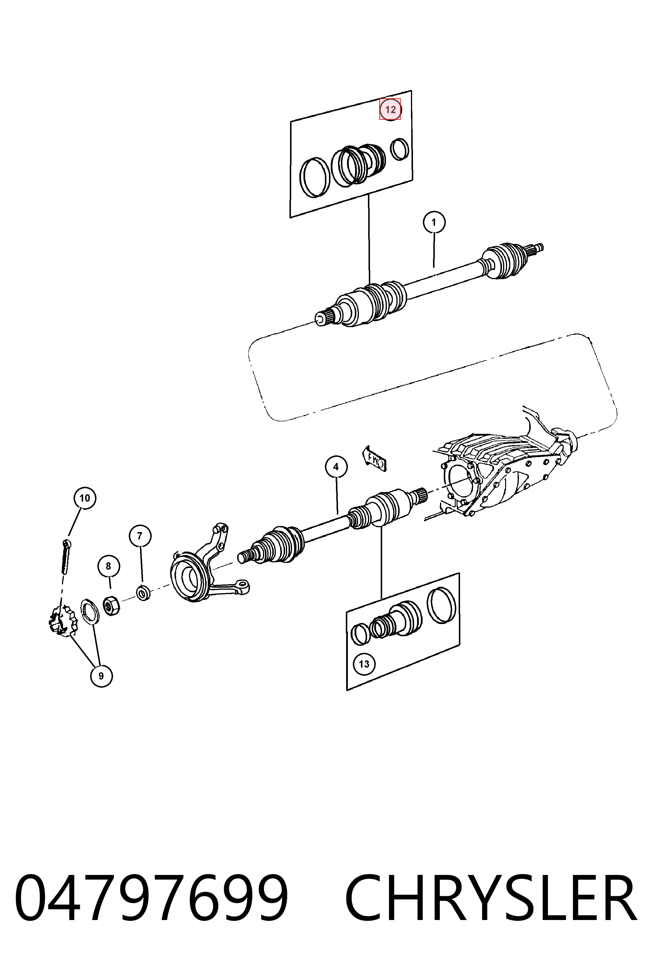 Bota de proteção interna de junta homocinética do semieixo dianteiro para Chrysler Voyager II GS 