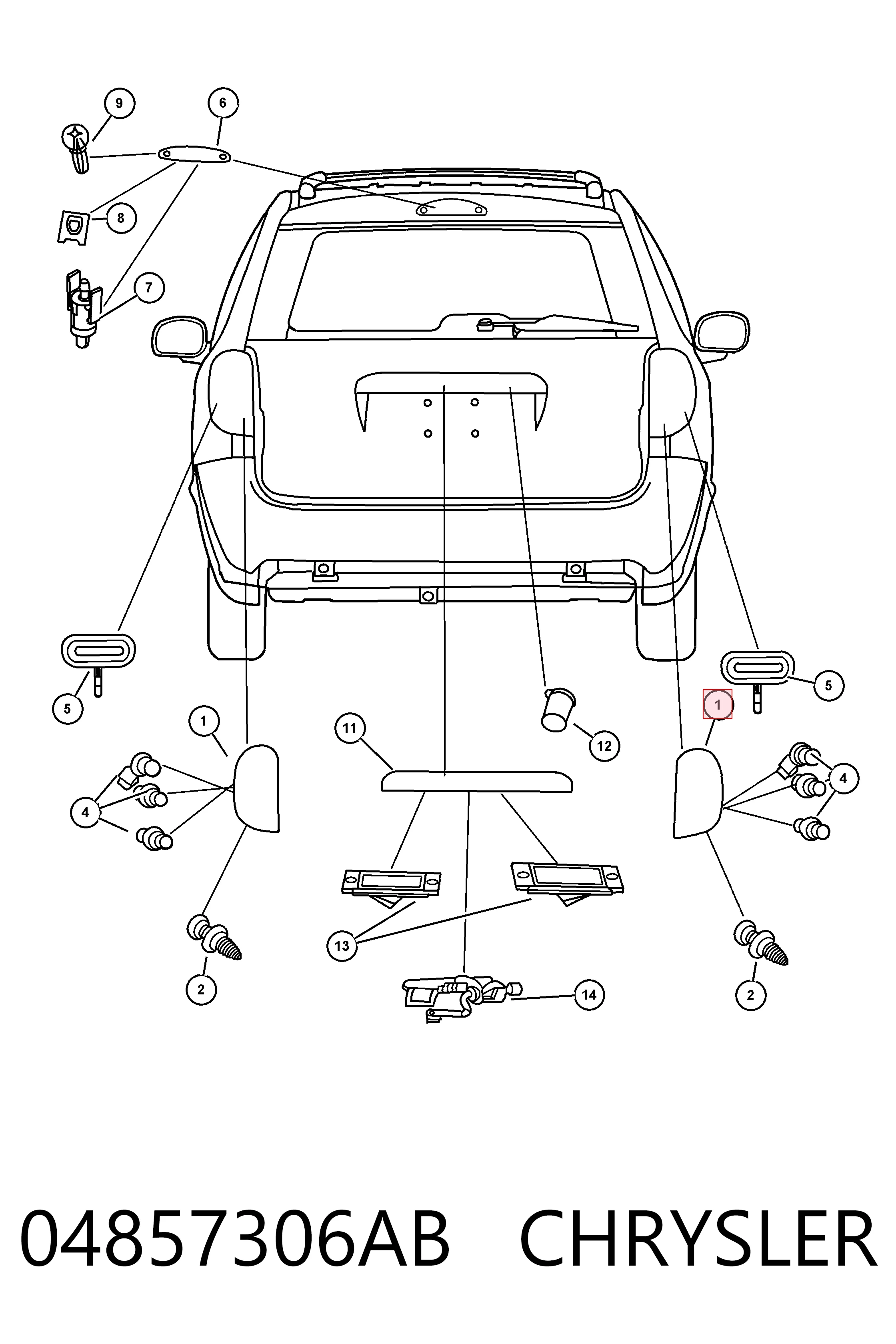 Lanterna traseira direita para Chrysler Voyager GRAND 