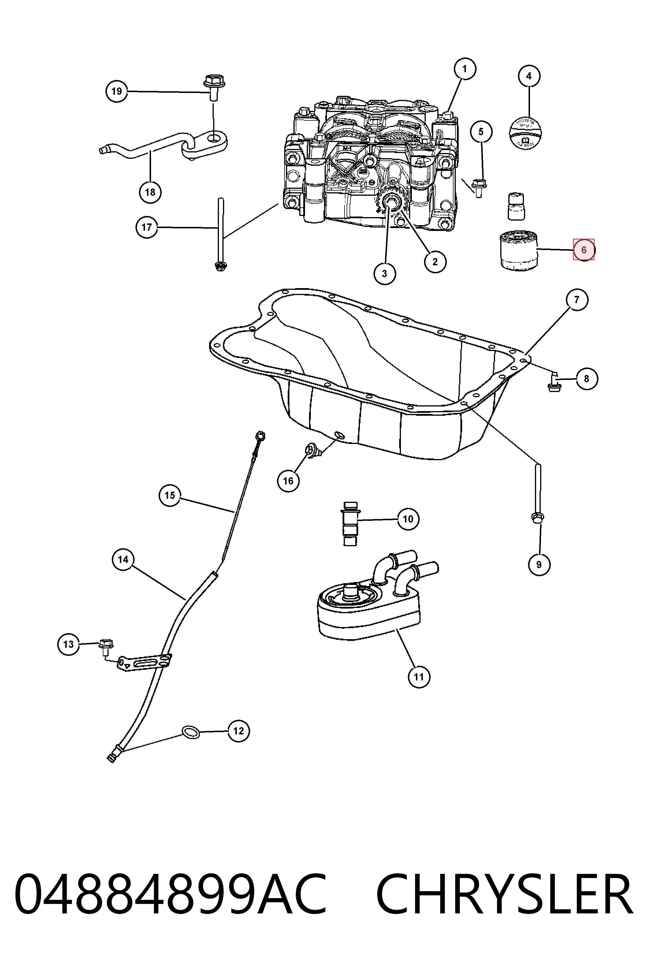 04884899AC Chrysler Filtro de óleo