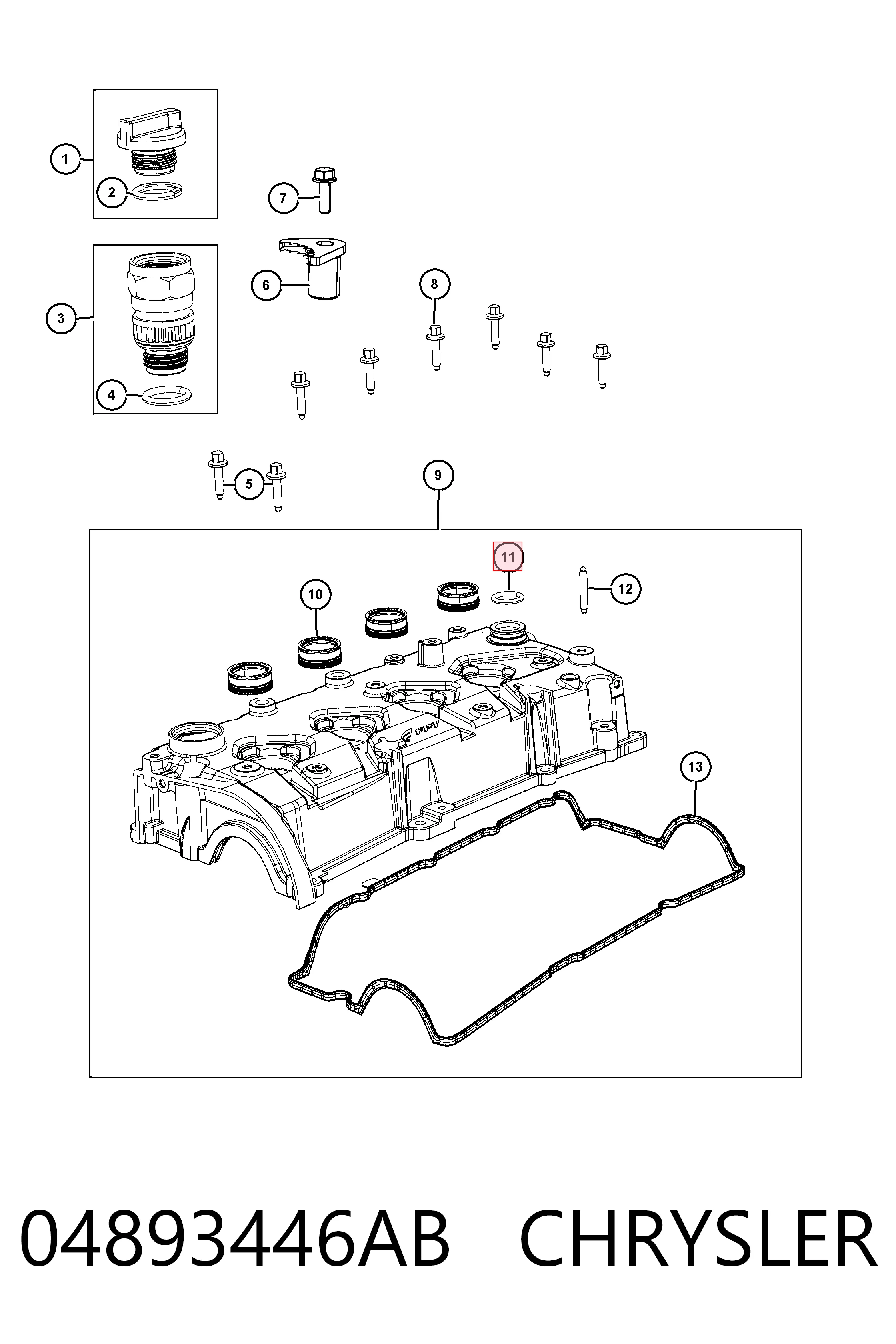 K04893446AA Fiat/Alfa/Lancia Vedante de bomba de óleo