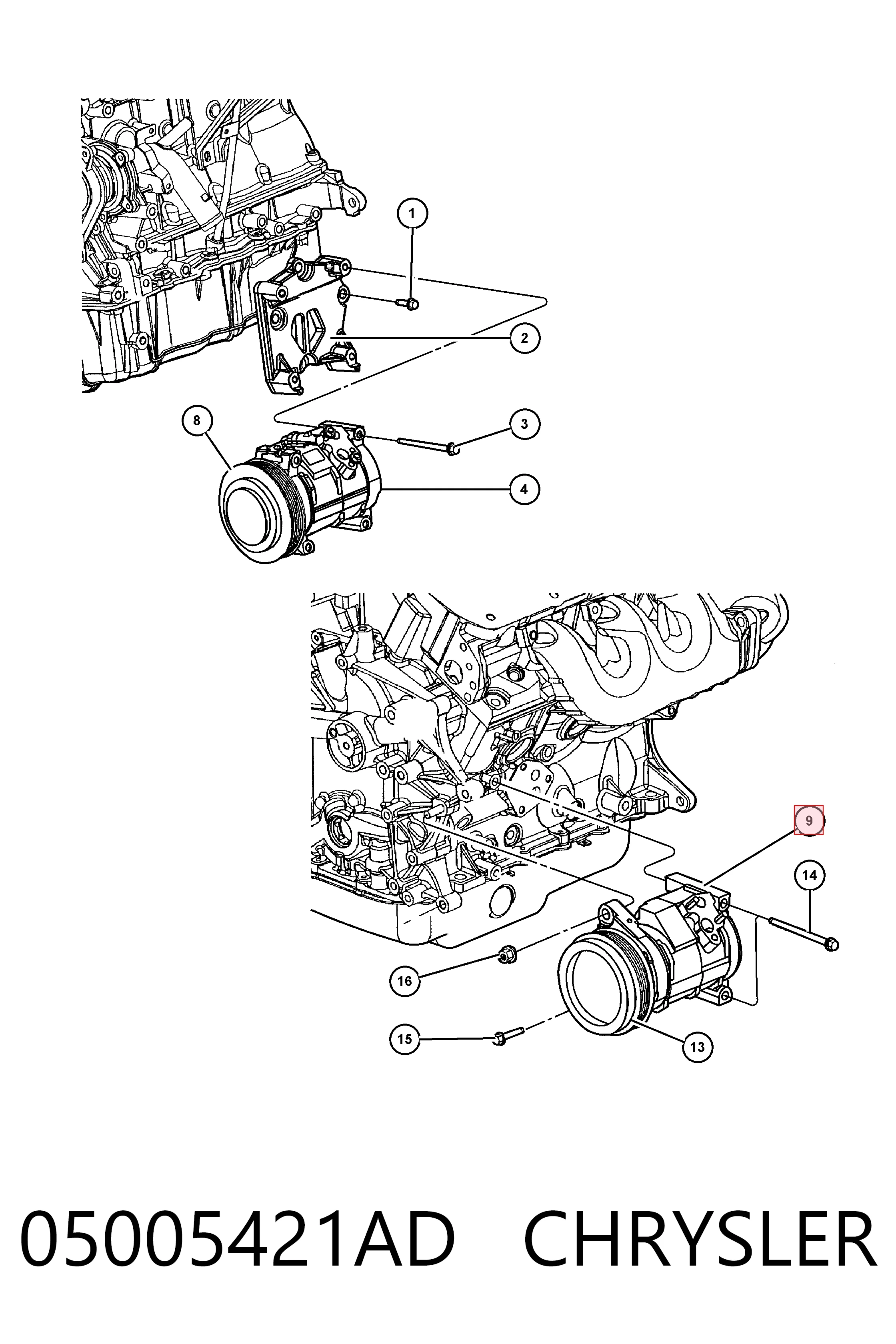 05005421AD Chrysler Compressor de aparelho de ar condicionado