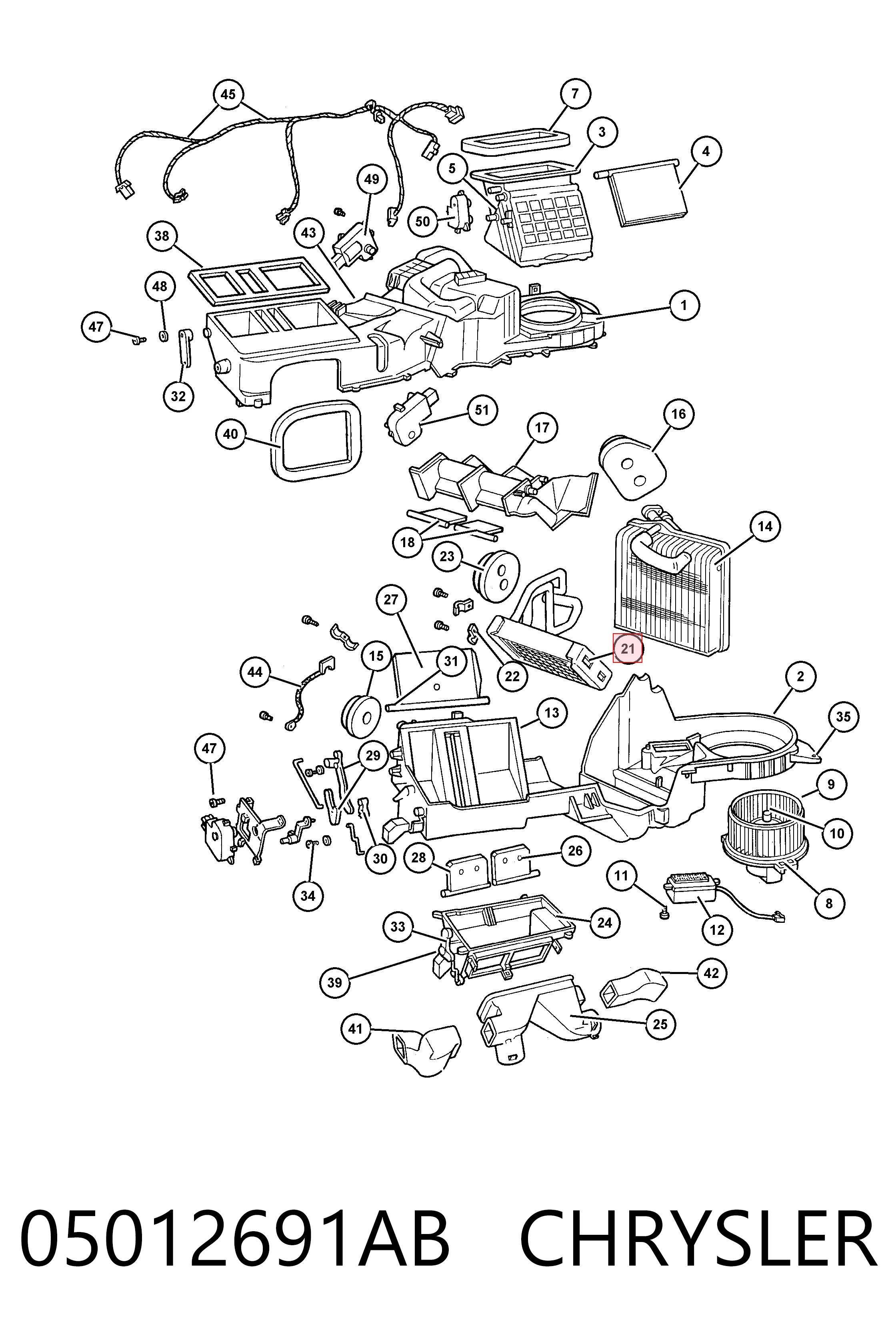 5101761AA Fiat/Alfa/Lancia Radiador de forno (de aquecedor)