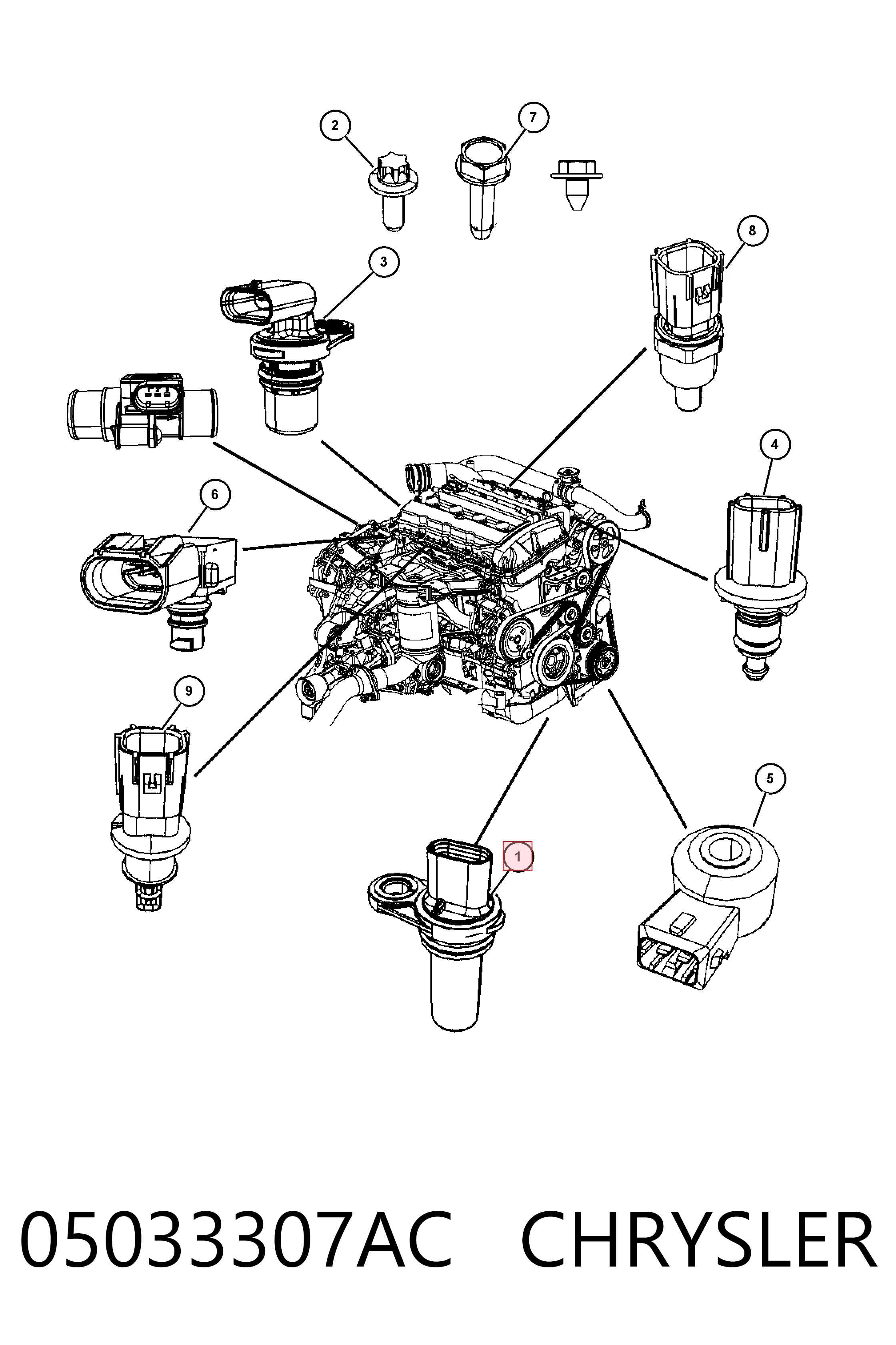 K05033307AD Fiat/Alfa/Lancia Sensor de posição (de revoluções) de cambota