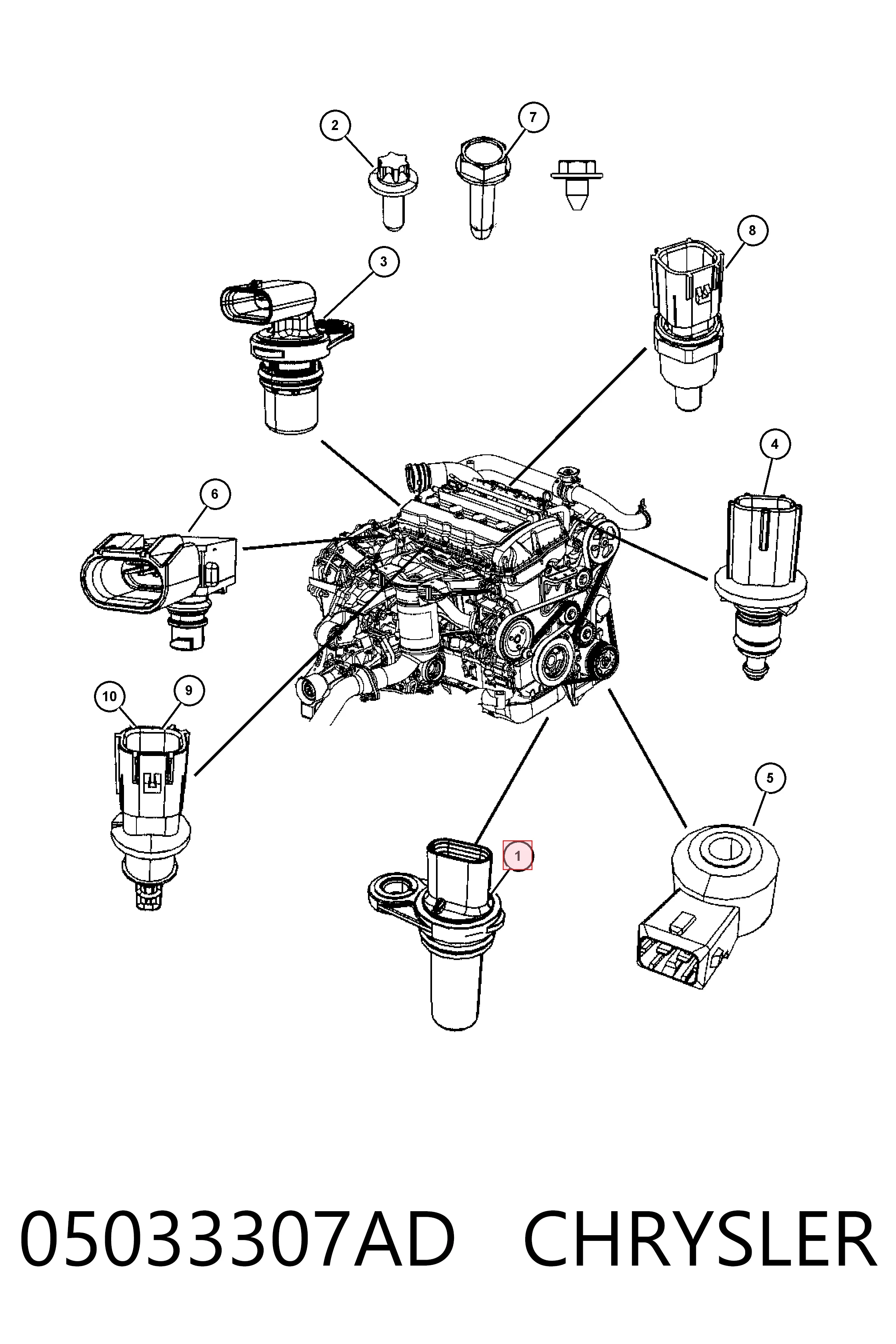 Compre K05033307AD Fiat/Alfa/Lancia Sensor de posição (de revoluções) de cambota