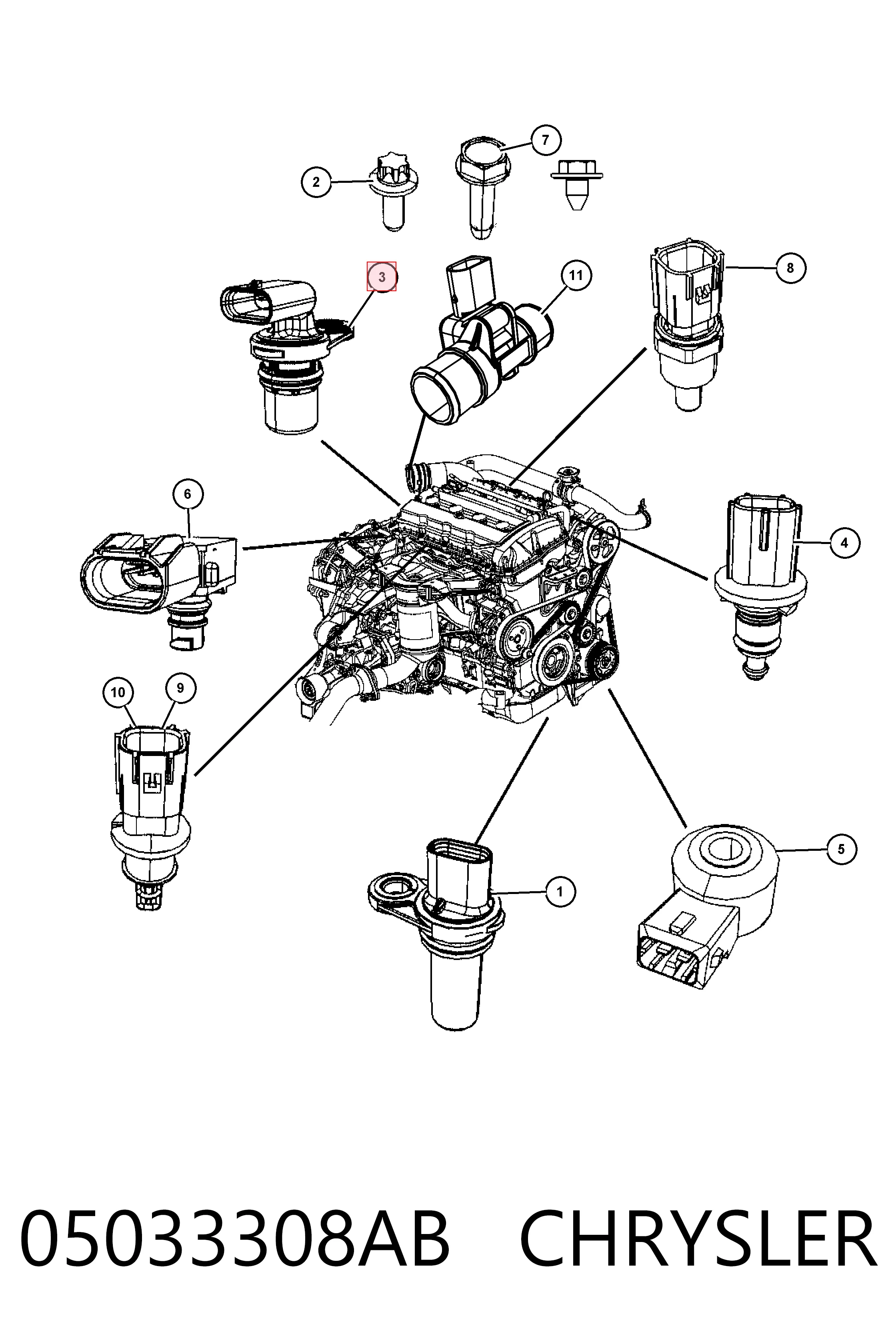 05033308AB Chrysler Sensor de posição da árvore distribuidora