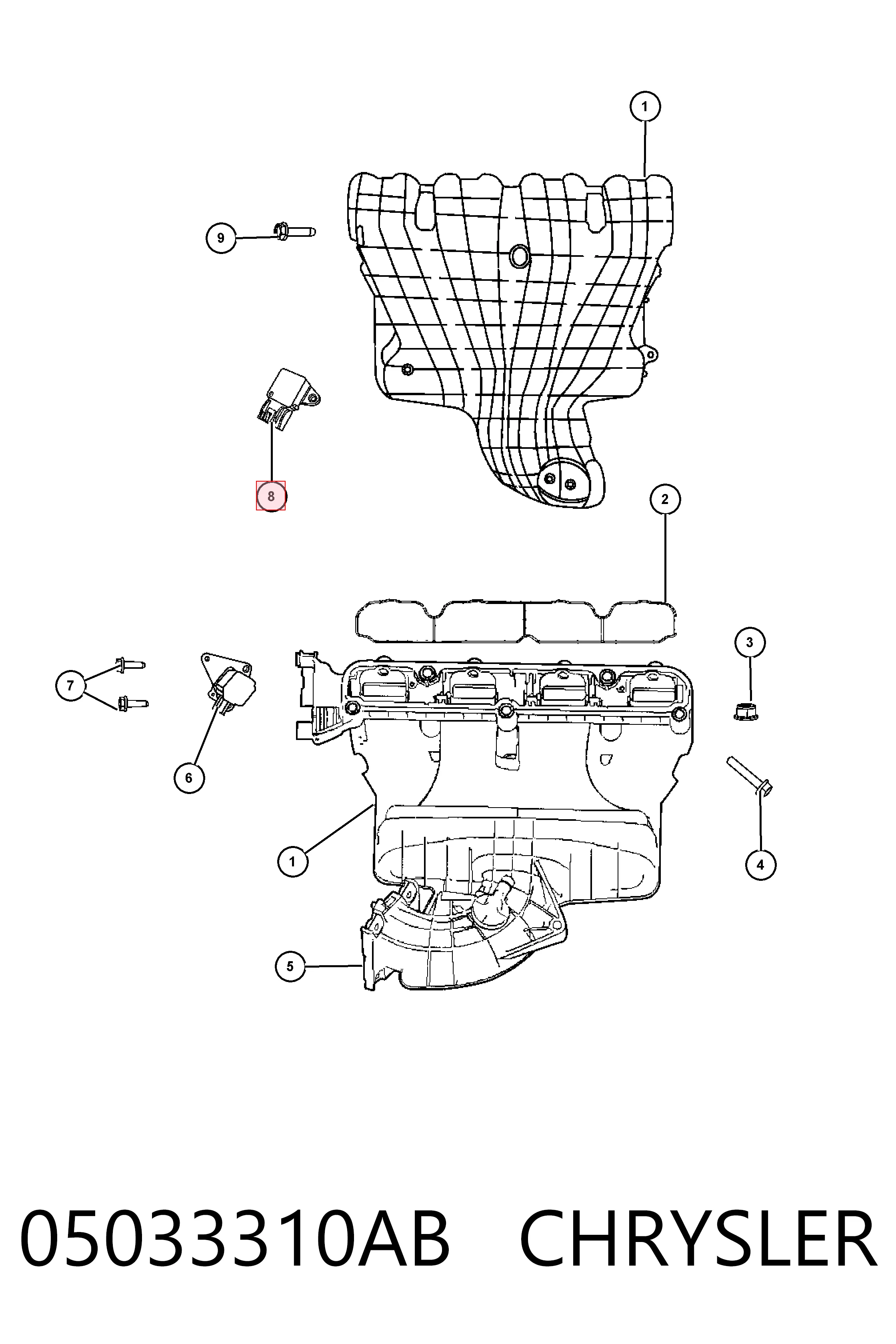 05033310AB Chrysler Sensor de pressão no coletor de admissão, MAP