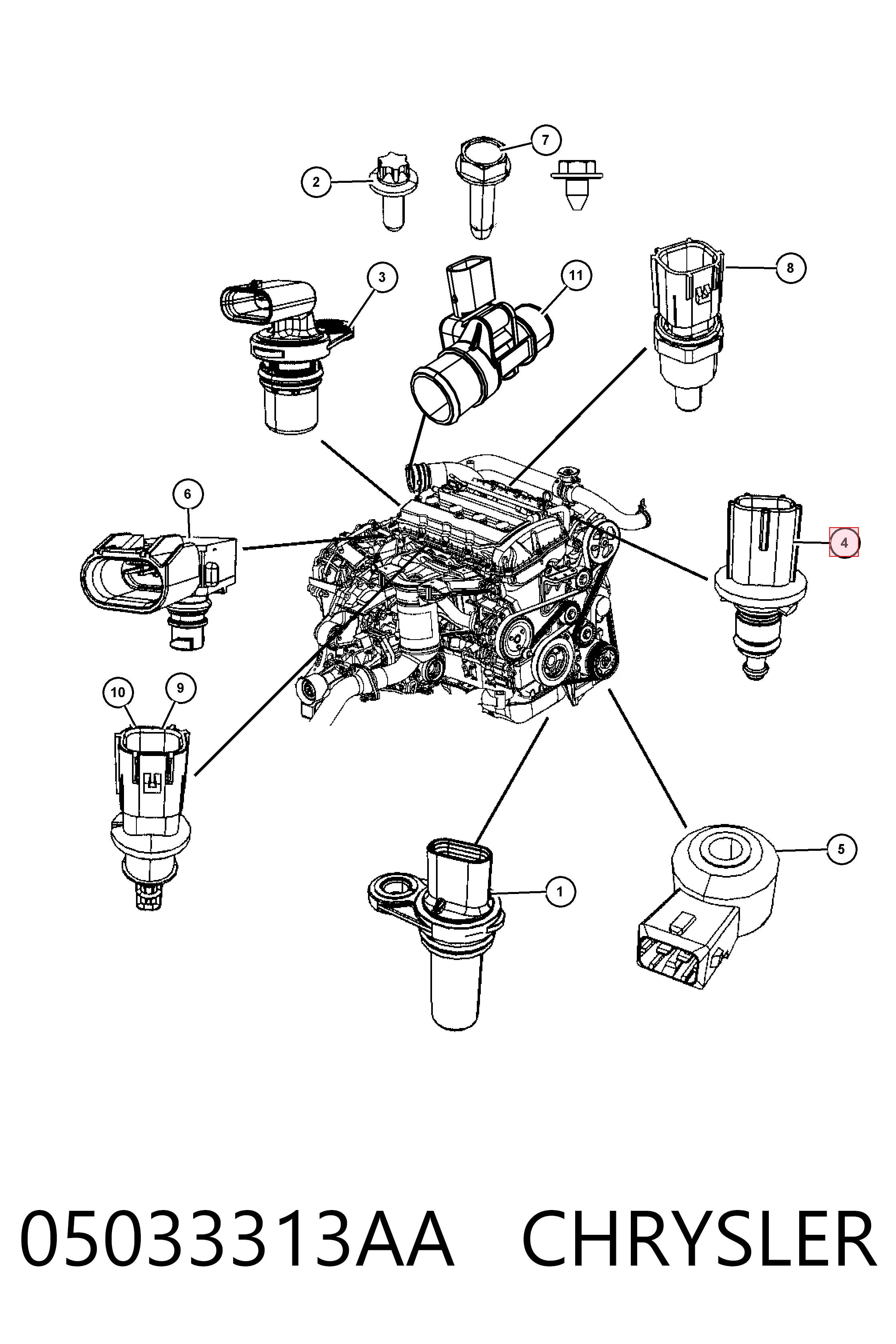 05033313AA Chrysler Sensor de temperatura do fluido de esfriamento