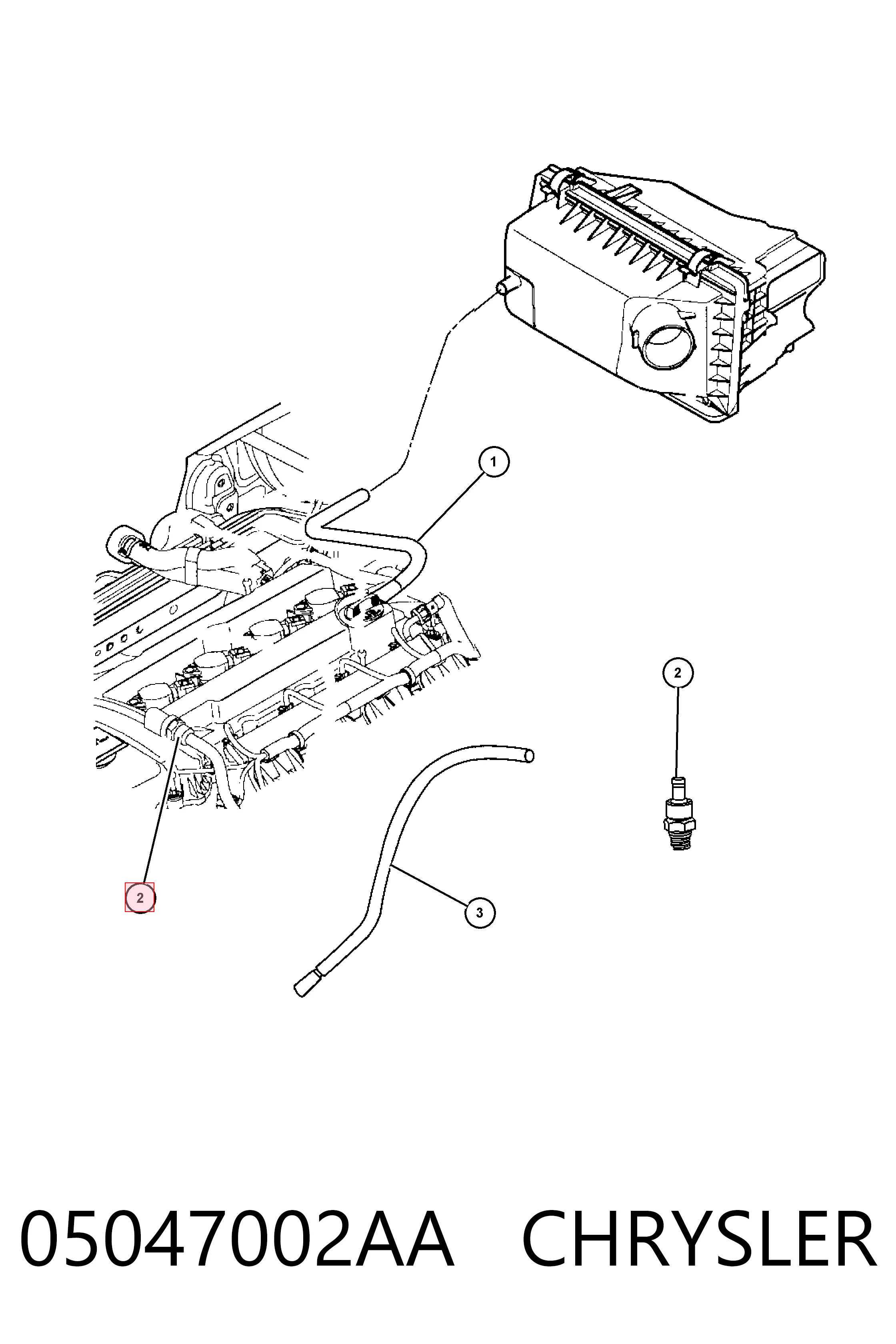 05047002AA Chrysler Válvula PCV de ventilação dos gases de cárter