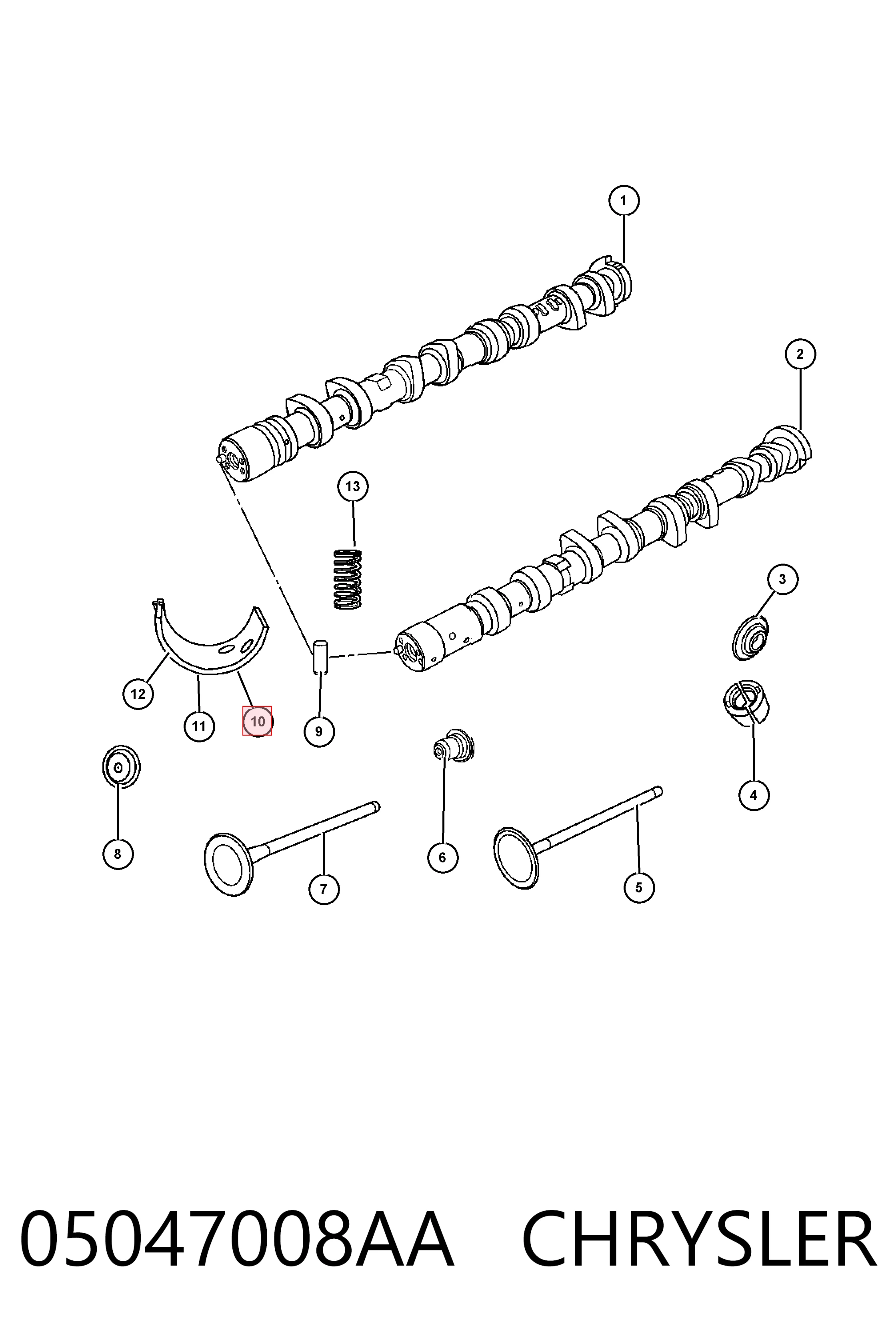 Compre K05047008AA Fiat/Alfa/Lancia Folha inserida da árvore distribuidora, kit, padrão