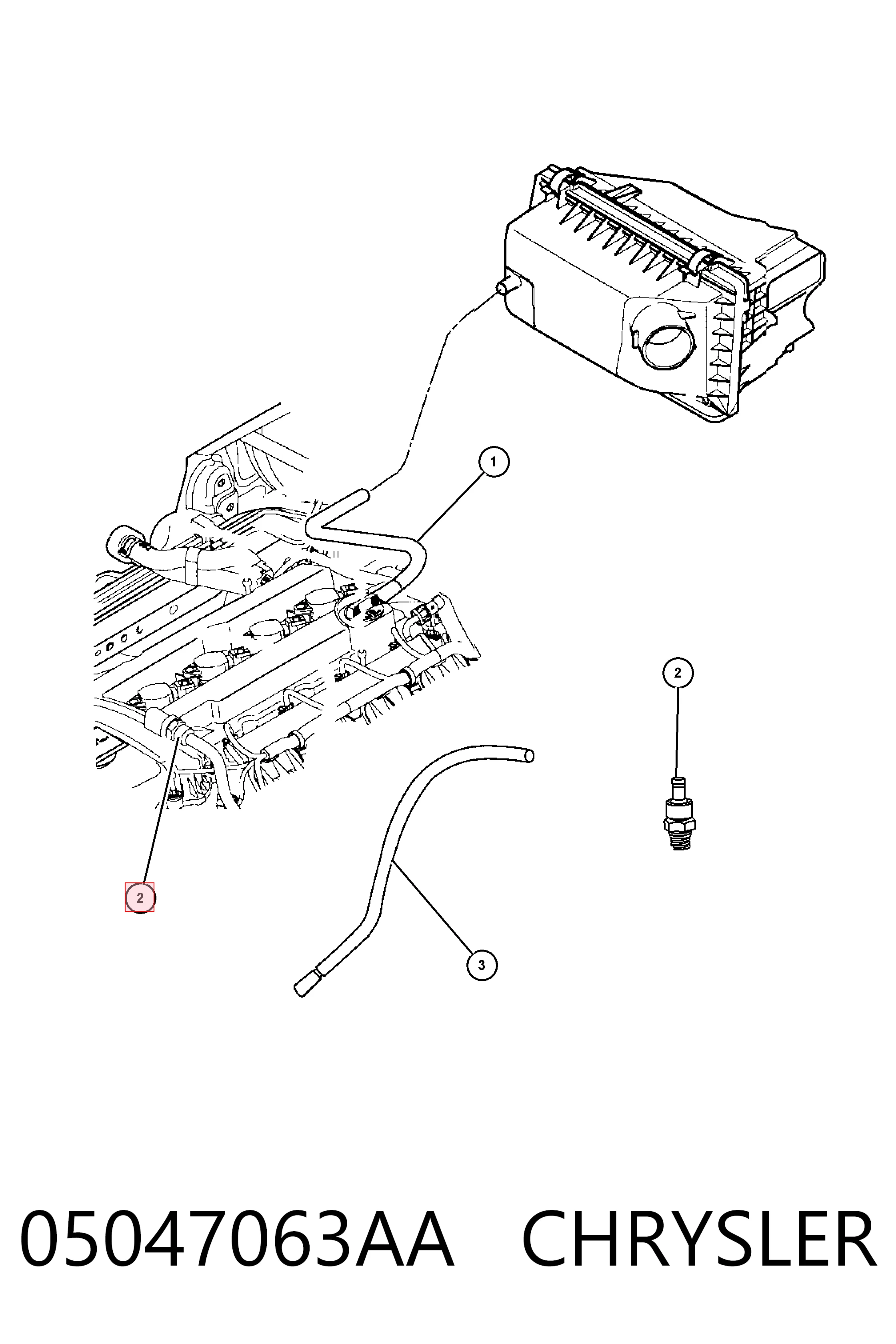 05047063AA Chrysler Válvula PCV de ventilação dos gases de cárter