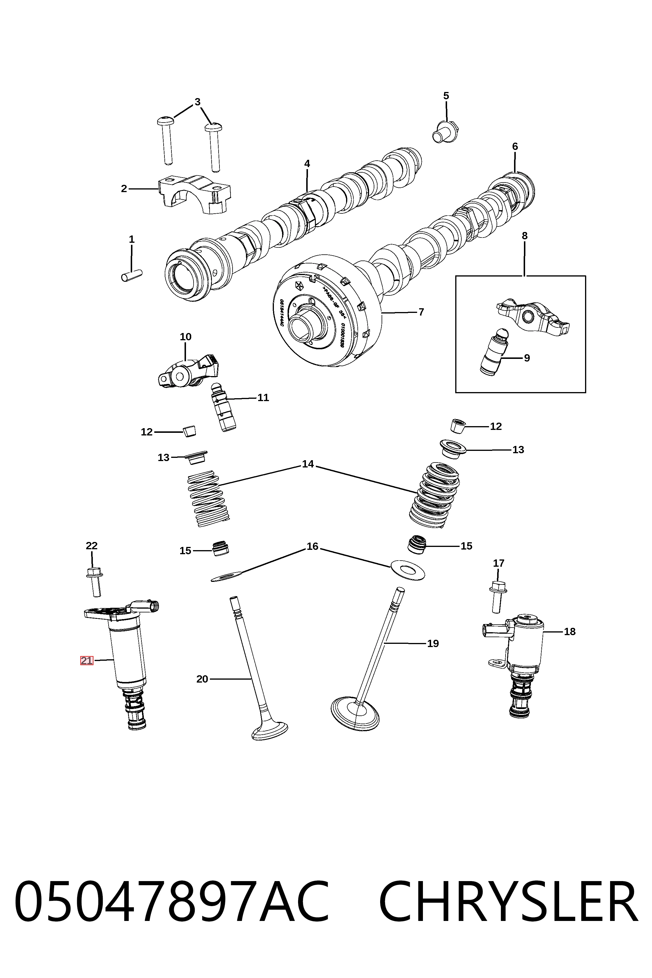 05047897AC Chrysler Válvula eletromagnética de posição (de fases) da árvore distribuidora