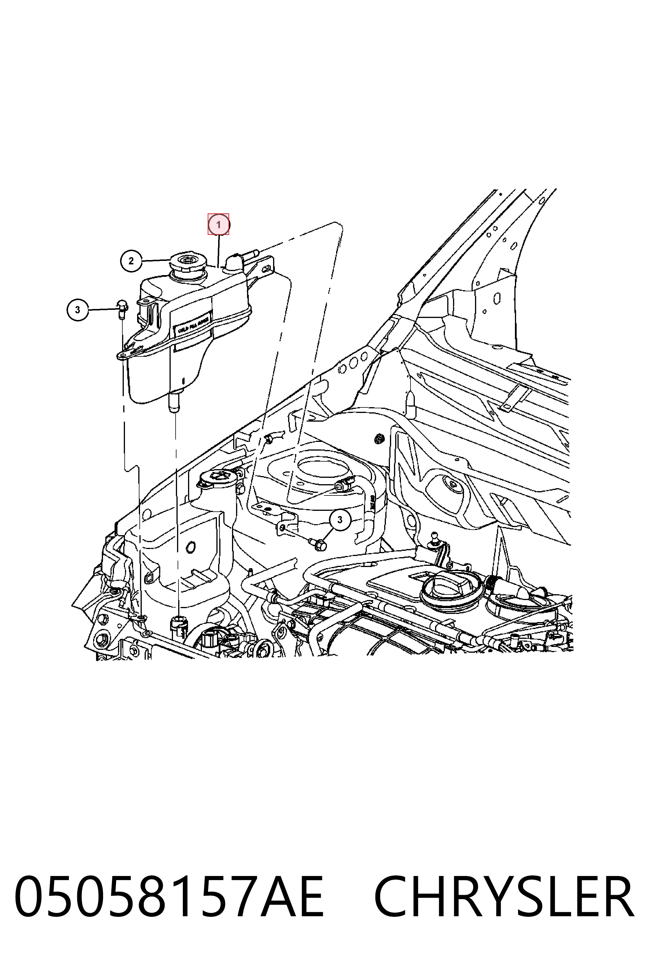 K05058157AE Fiat/Alfa/Lancia Tanque de expansão do sistema de esfriamento