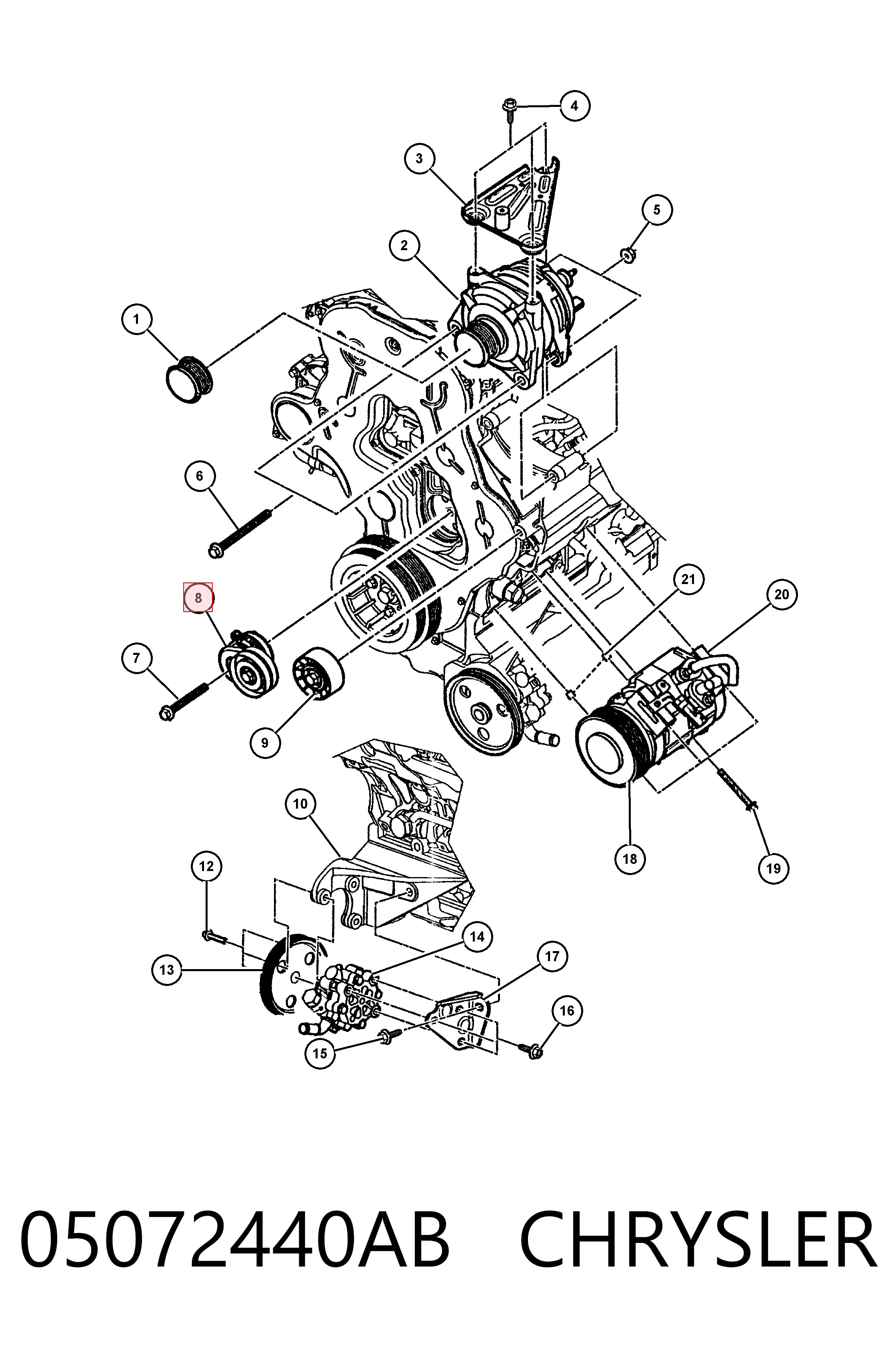 K05072440AA Fiat/Alfa/Lancia Reguladora de tensão da correia de transmissão