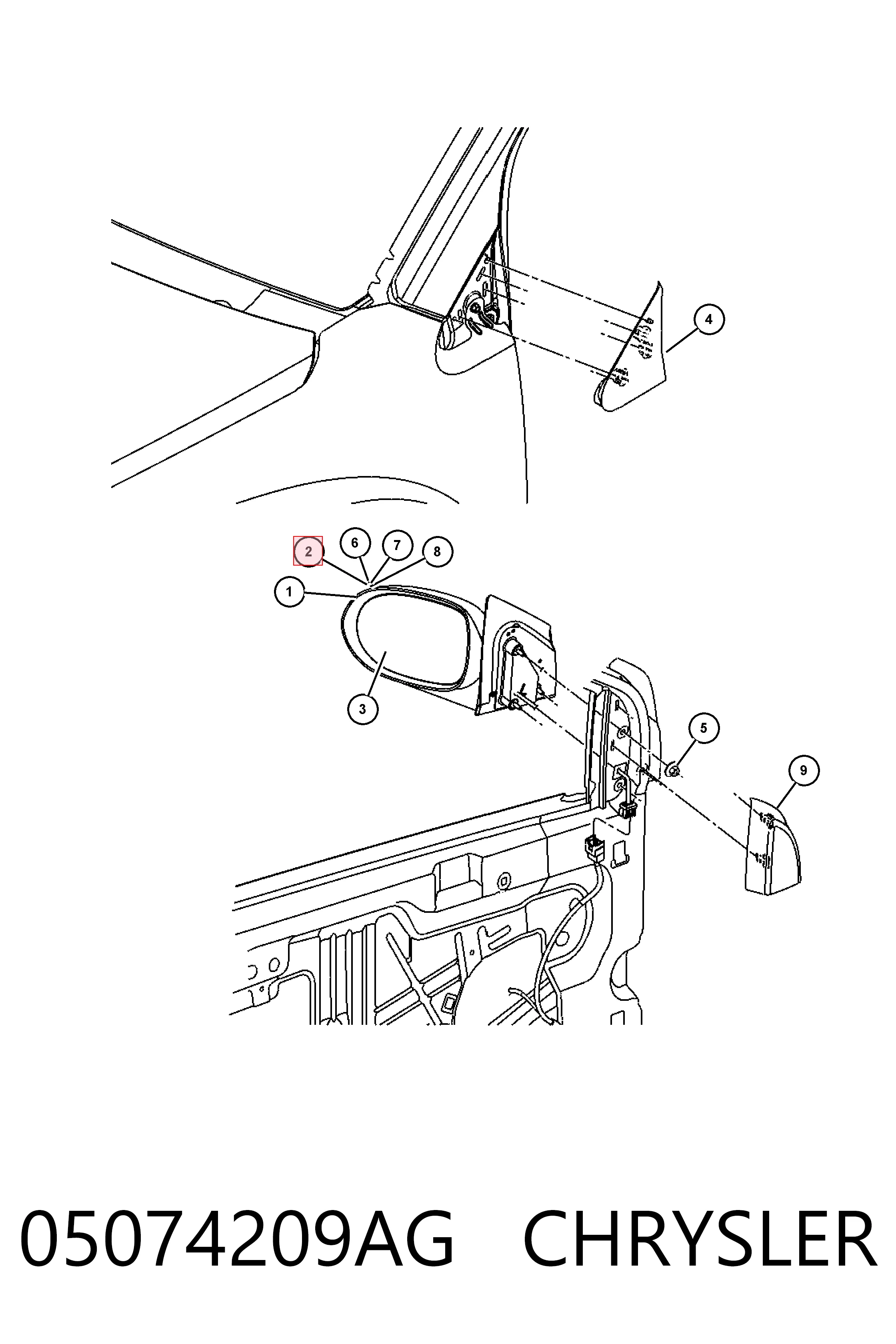 Espelho de retrovisão esquerdo para Dodge Caliber SXT PM