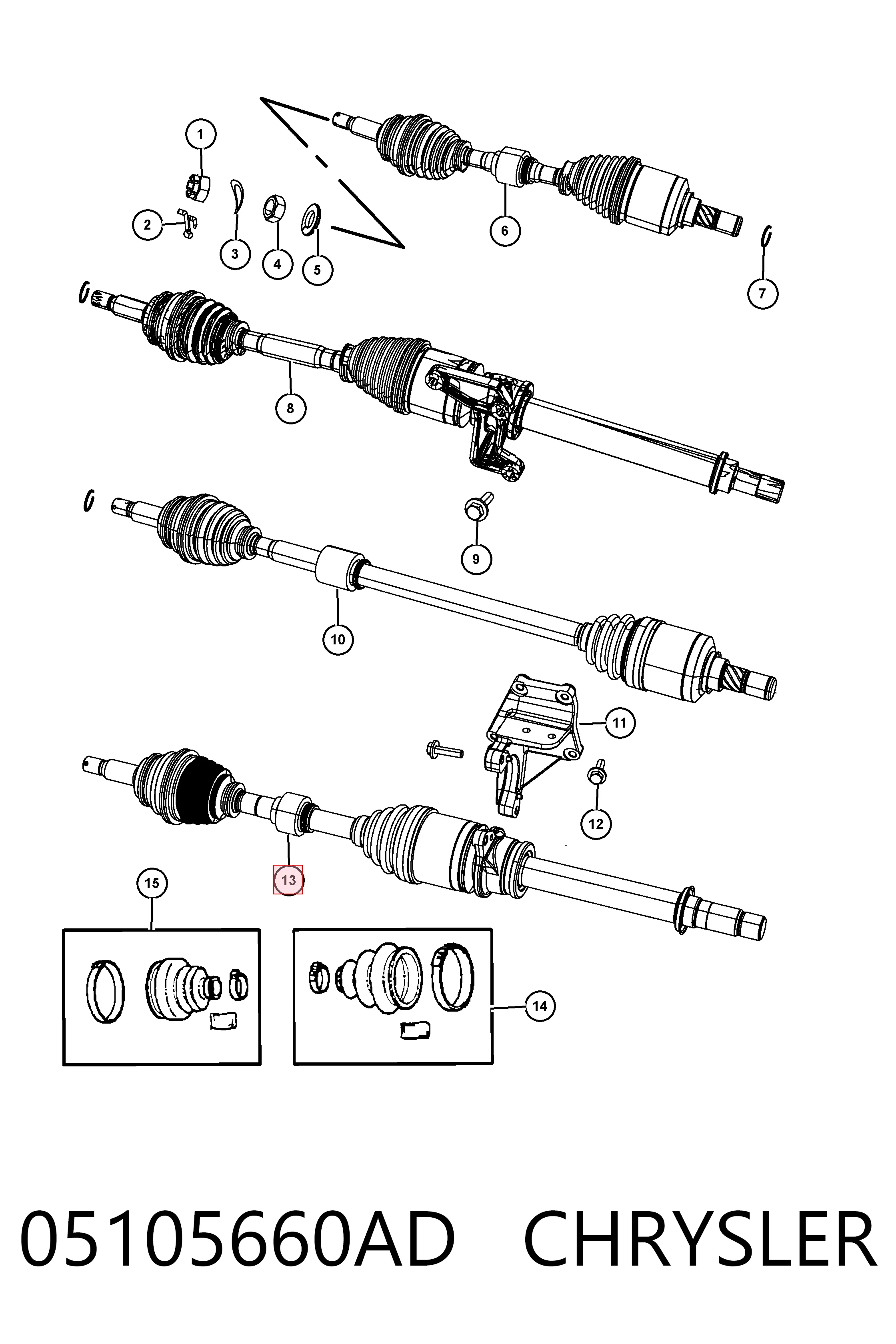 Semieixo (acionador) dianteiro direito K05105660AG Fiat/Alfa/Lancia