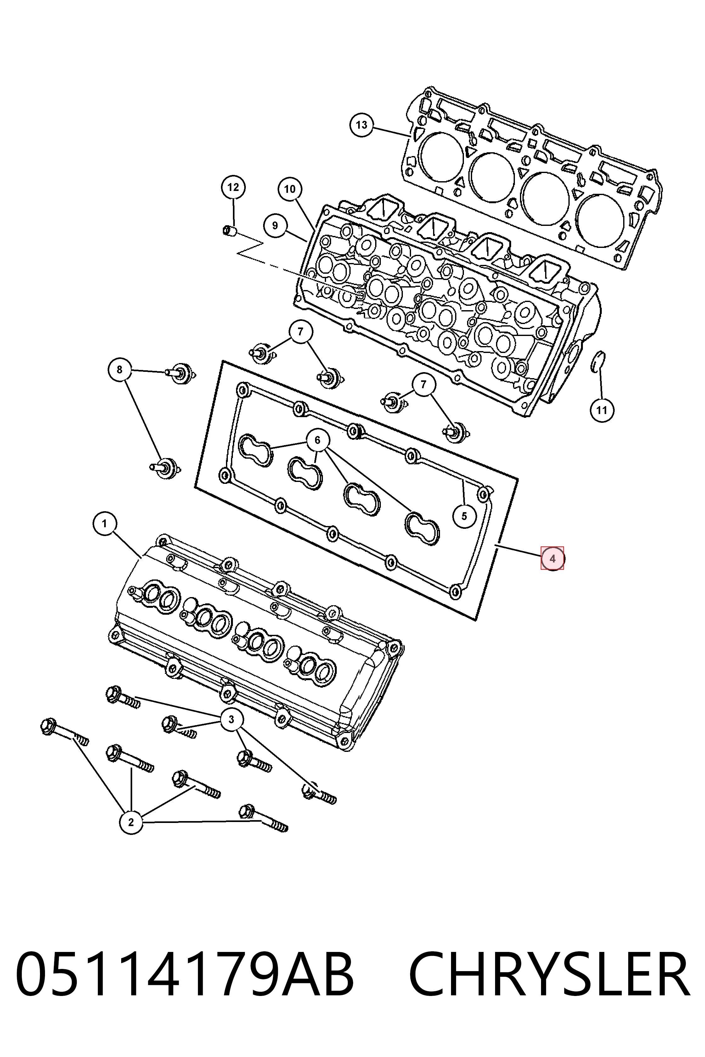  Vedante de tampa de válvulas de motor Chrysler 300 C sedan (2005 - 2010) C