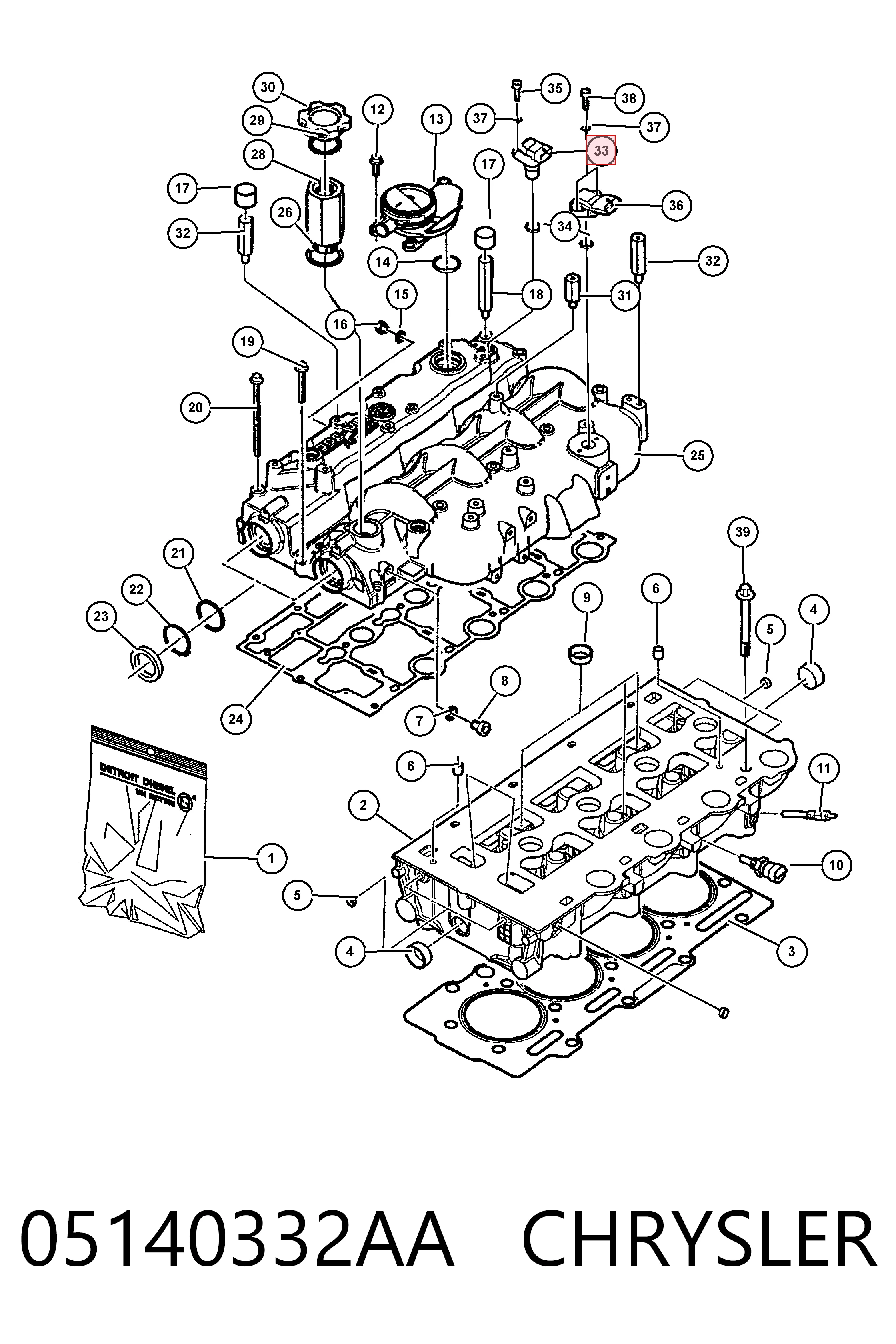 05140332AA Chrysler Sensor de posição da árvore distribuidora