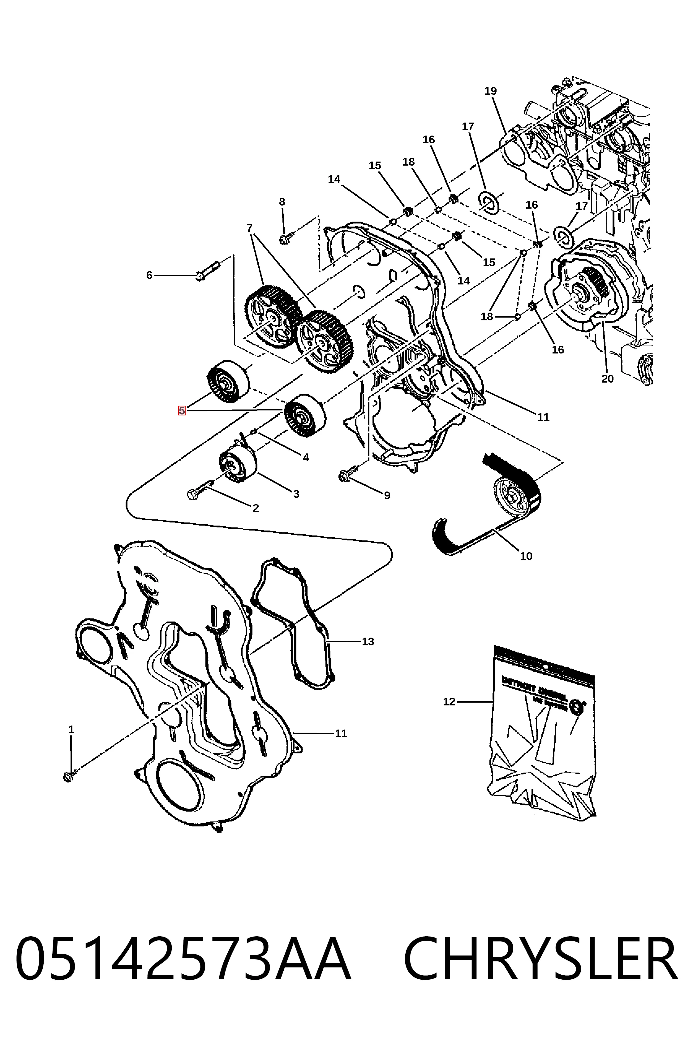Rolo parasita da correia do mecanismo de distribuição de gás Chrysler Voyager III RG, RS ao melhor preço