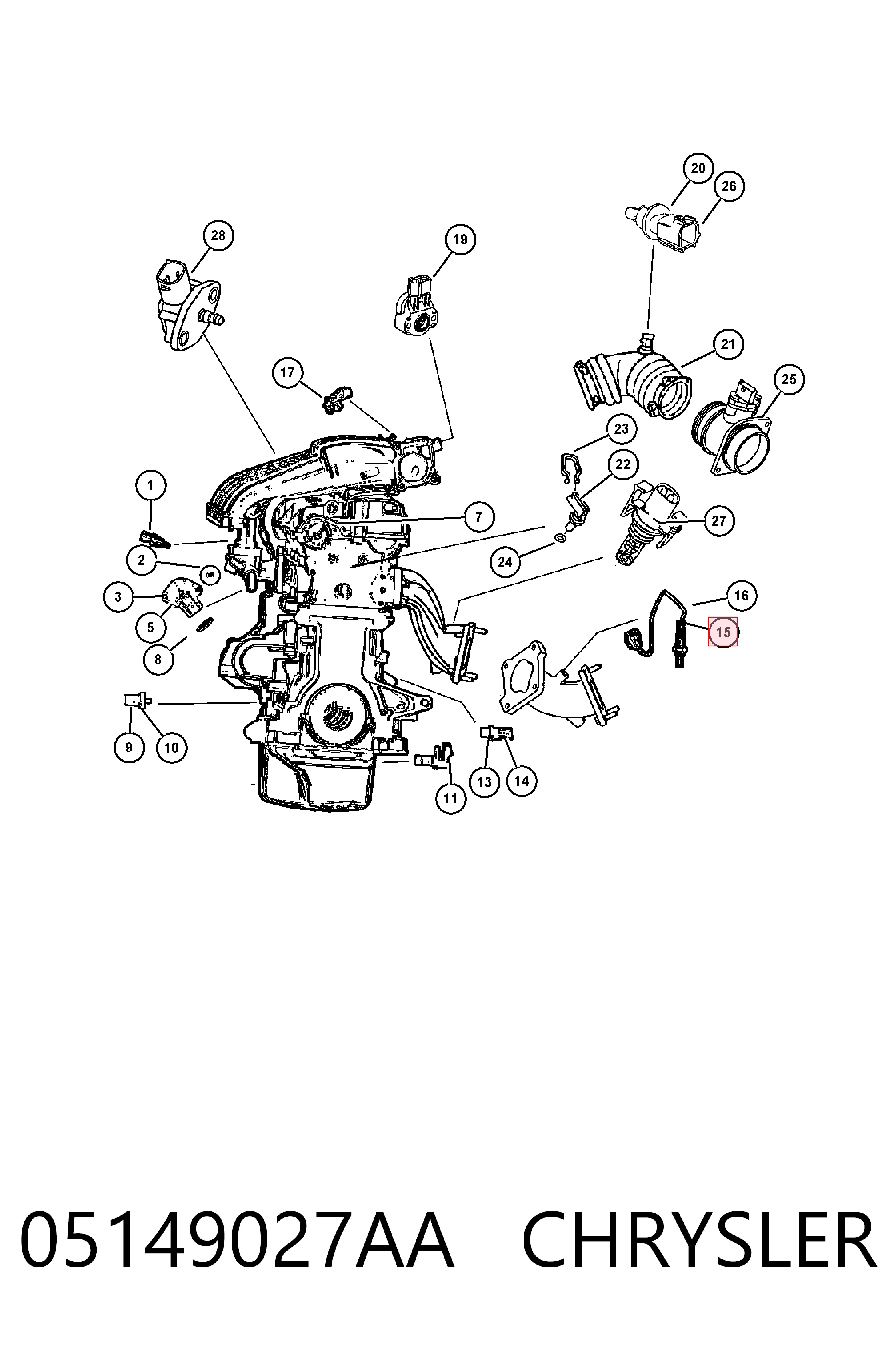 05149027AA Chrysler Sonda lambda, sensor de oxigênio até o catalisador