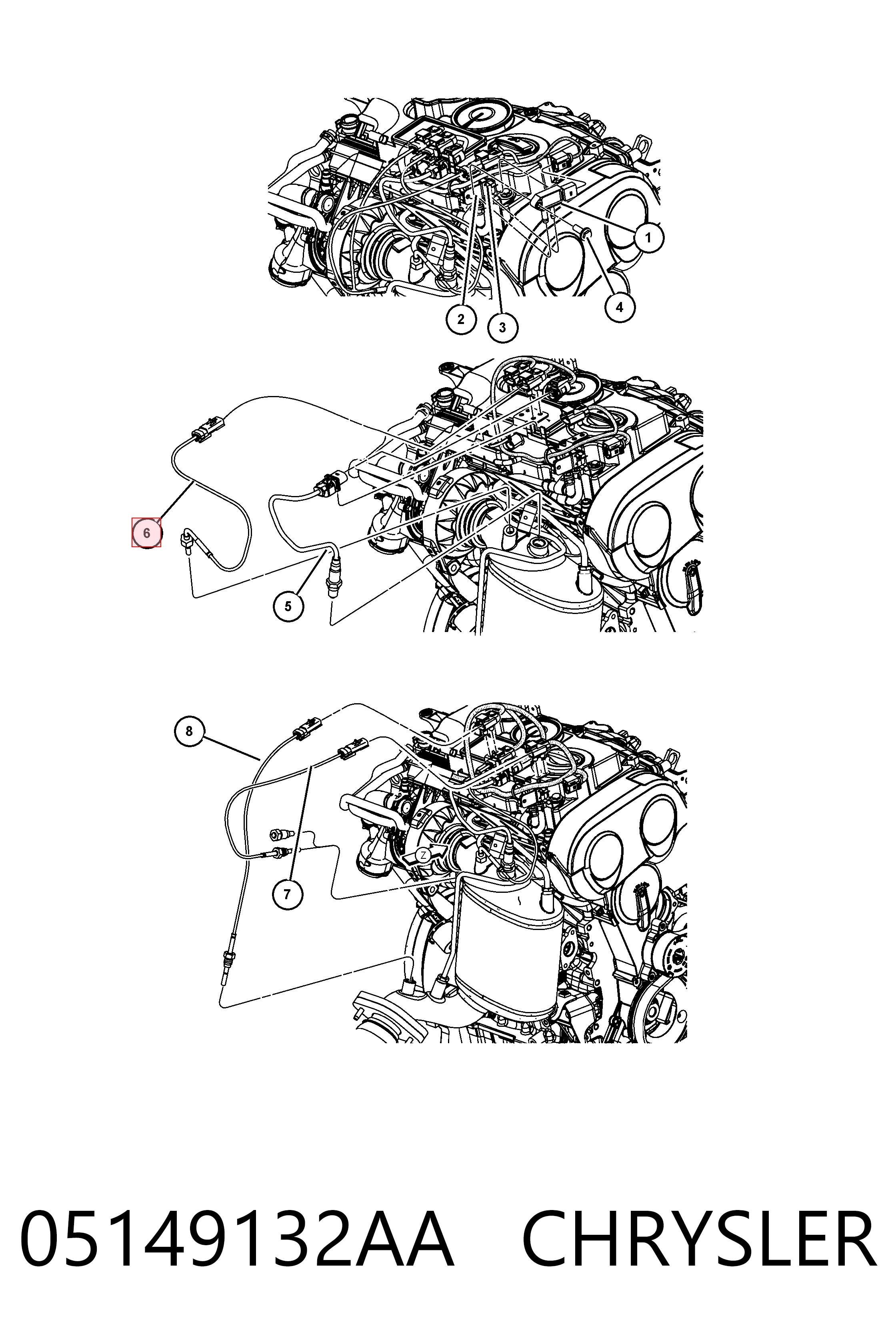 K05149132AA Fiat/Alfa/Lancia Sensor de temperatura dos gases de escape (GE), até o catalisador