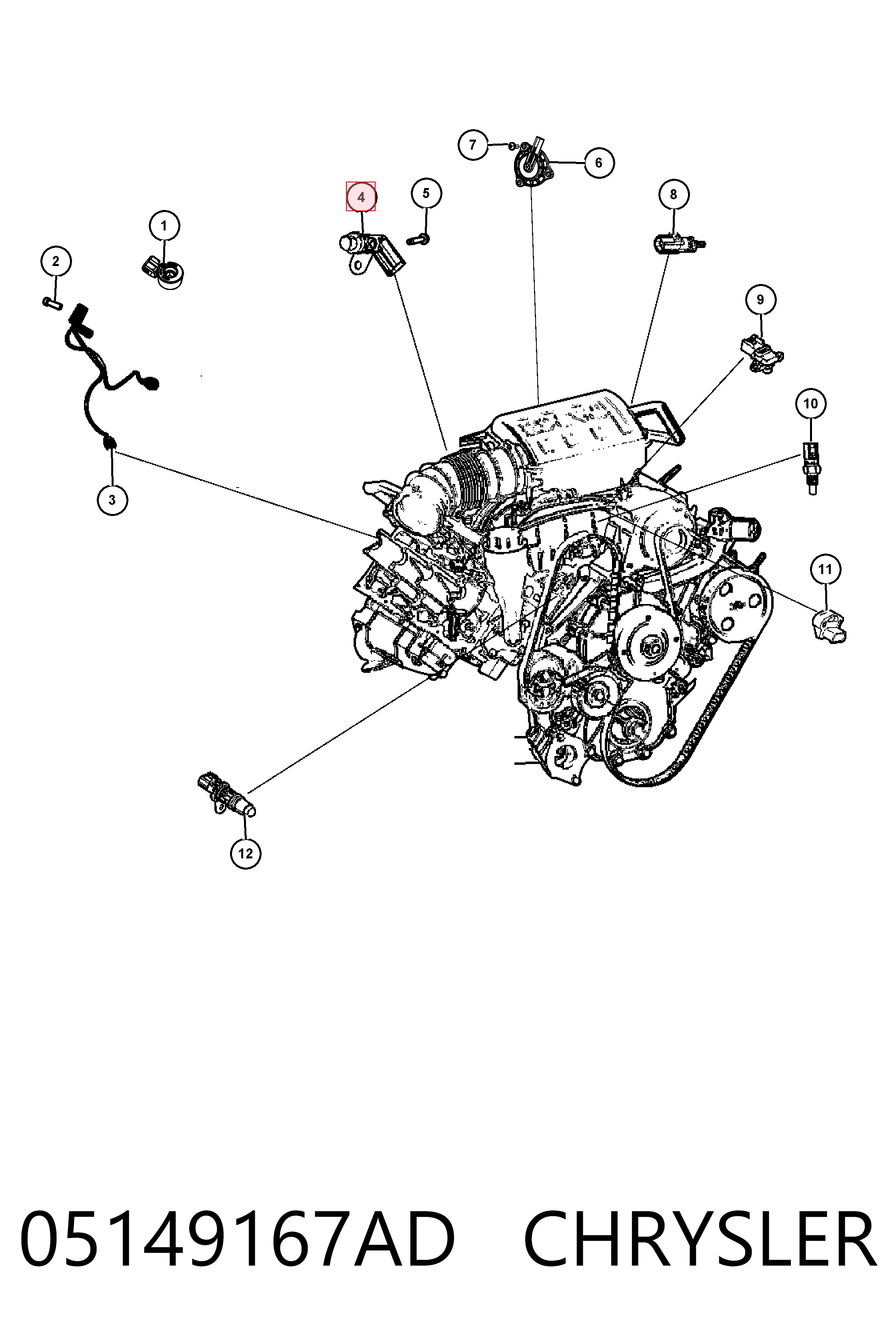05149167AD Chrysler Sensor de posição (de revoluções) de cambota