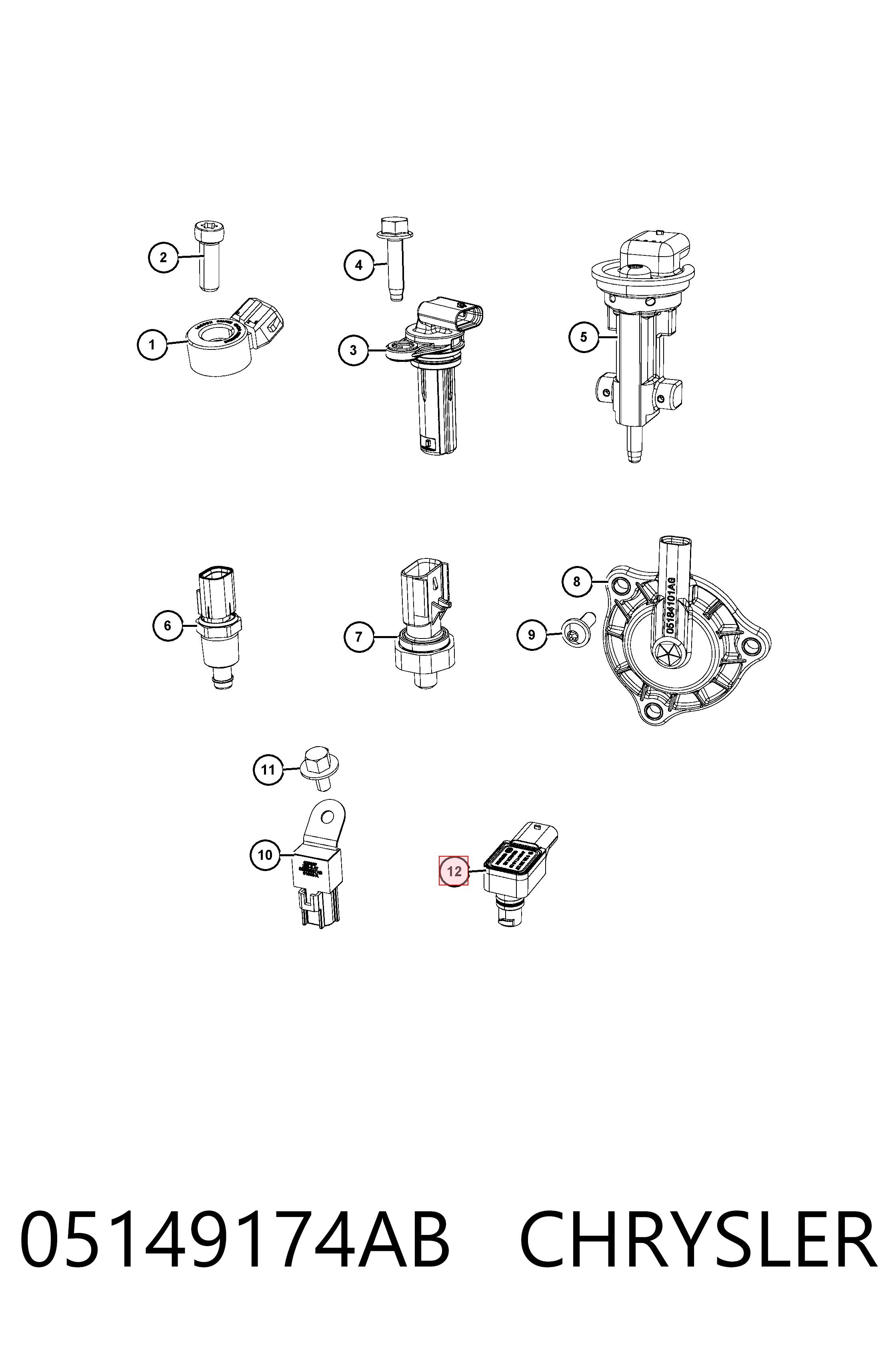 05149174AB Chrysler Sensor de pressão no coletor de admissão, MAP
